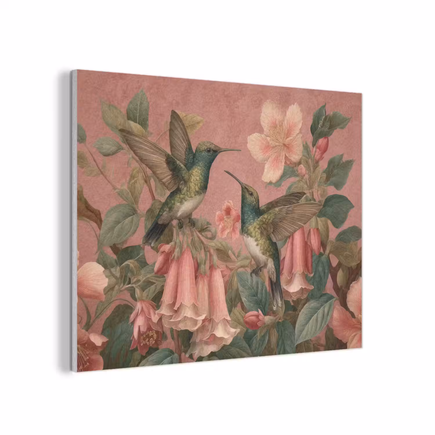 Kolibries - Bloemen - Groen - Roze PET vilt klein -3d