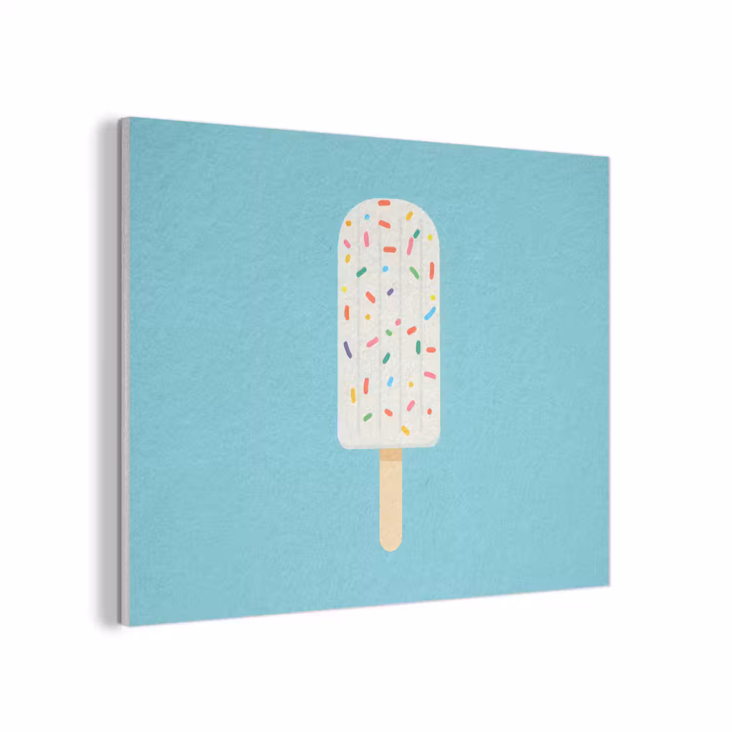 Ijsje - Stokje - Sprinkles - Lichtblauw PET vilt klein -3d