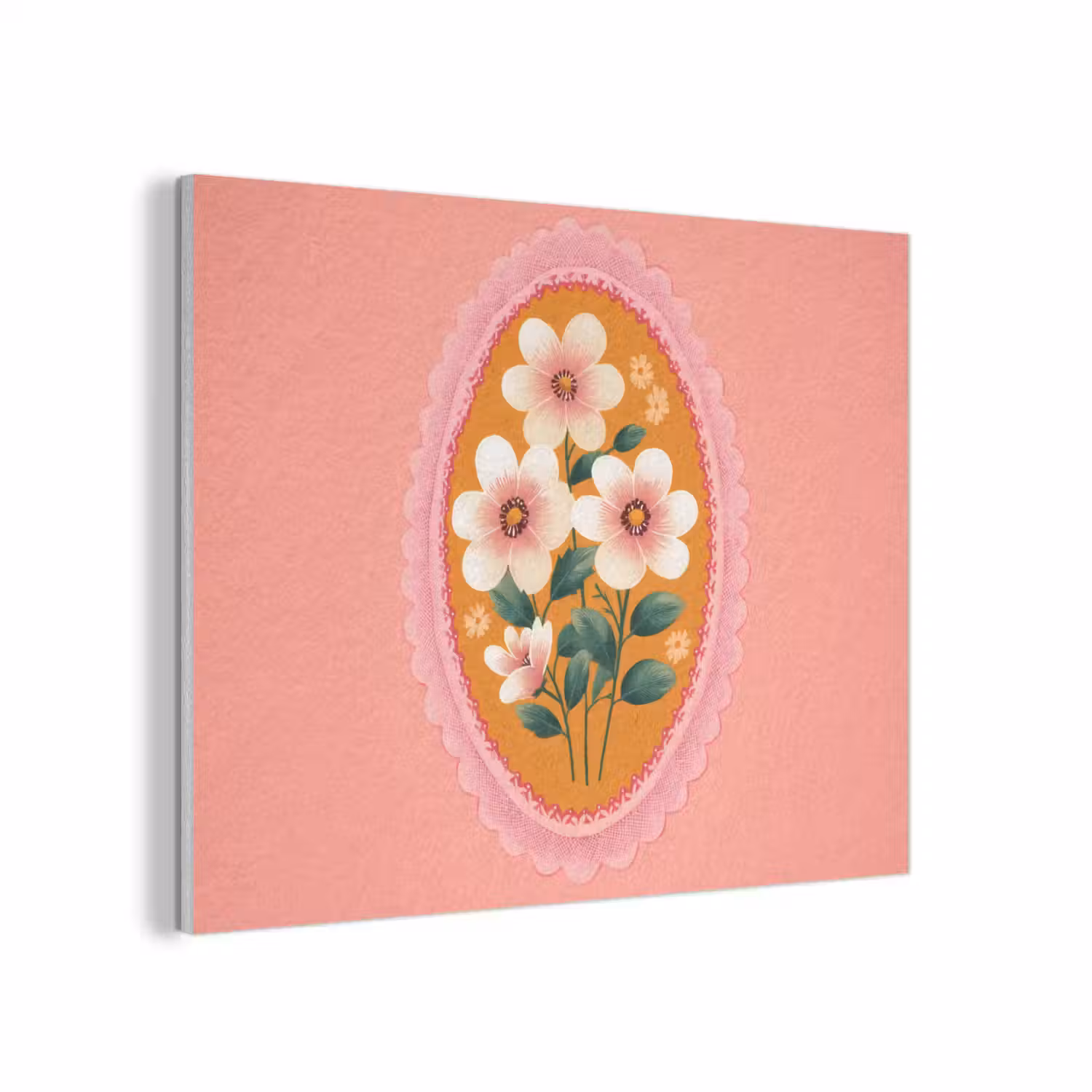 Illustratie - Bloemen - Rand - Roze PET vilt klein -3d