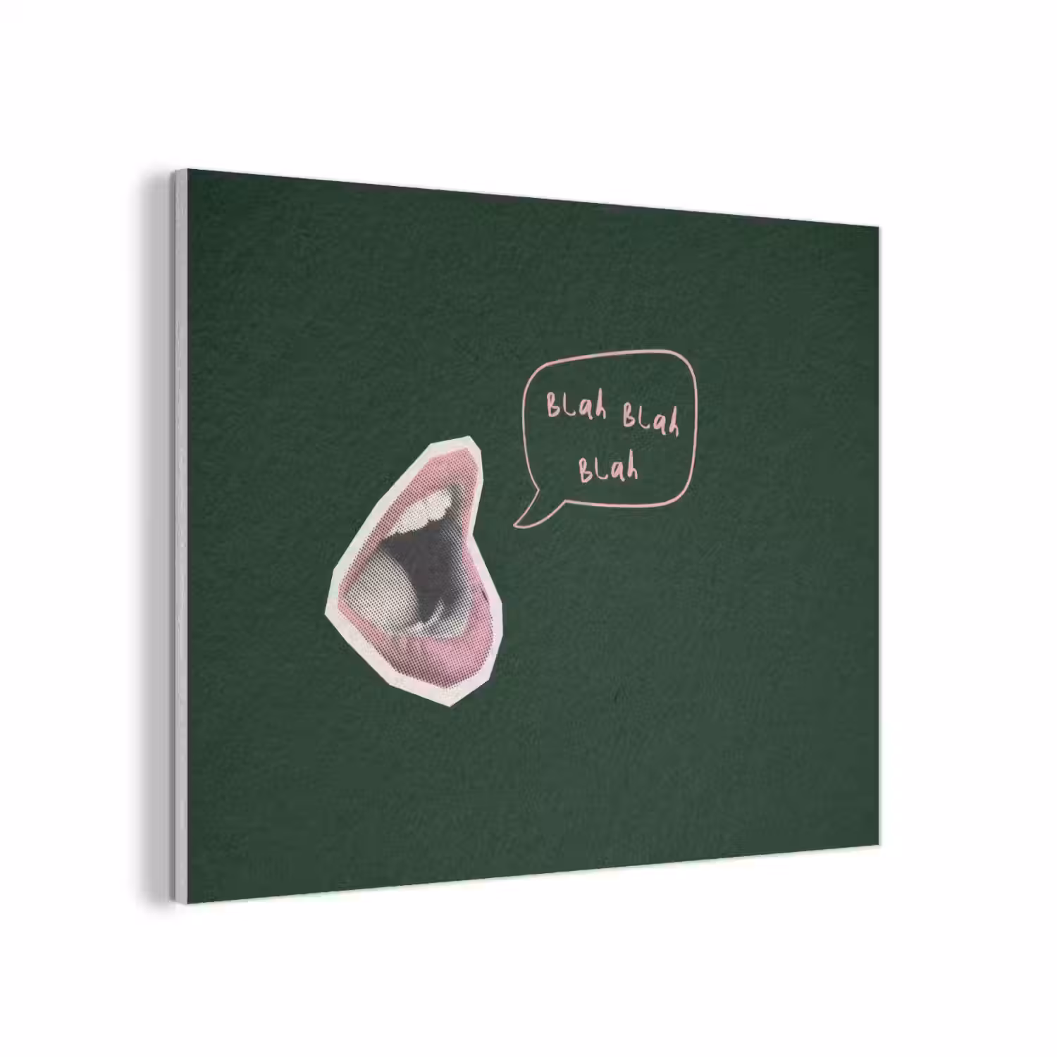 Illustratie - Mond - Donkergroen - Tekstwolkje PET vilt klein -3d