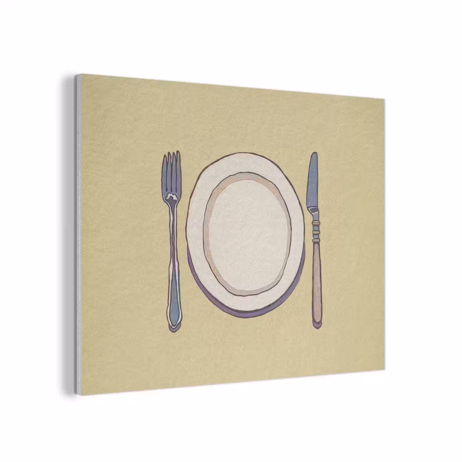 Illustratie - Bord - Bestek - Beige PET vilt klein -3d