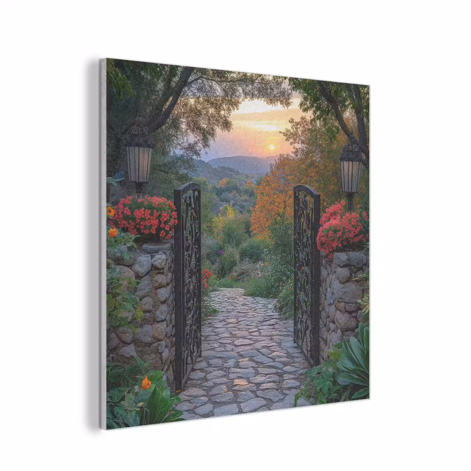 Landschap - Hek - Pad - Zonsondergang - Natuur PET vilt klein -3d