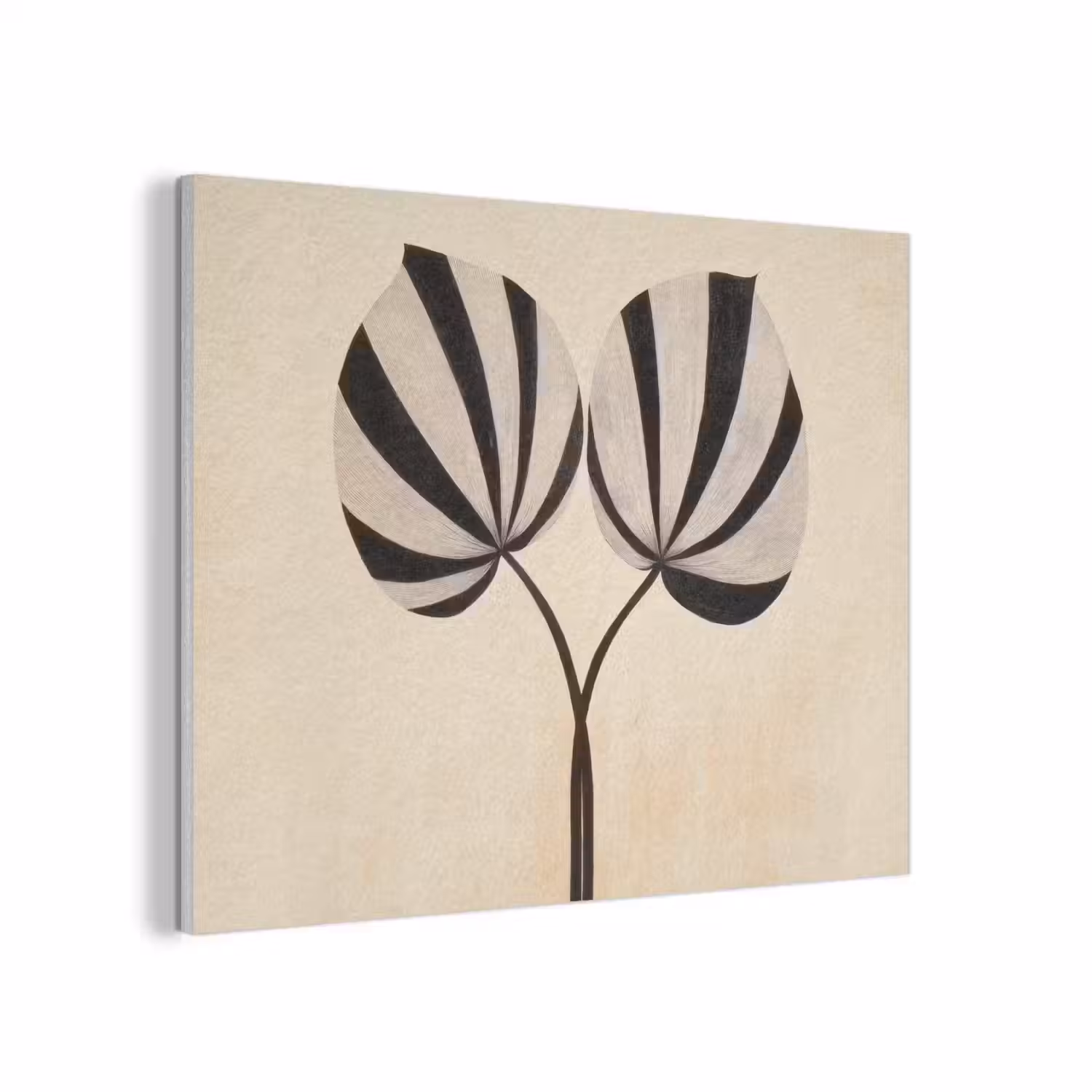 Bladeren - Gestreept - Stengel - Beige PET vilt klein -3d