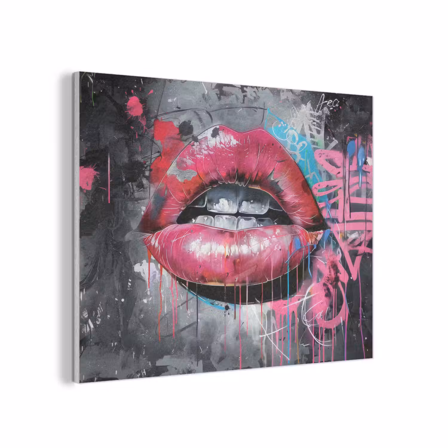 Lippen - Felroze - Graffiti - Verfstrepen PET vilt klein -3d