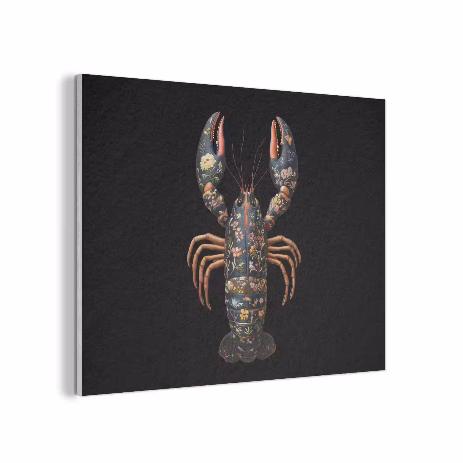 Kreeft - Zwart - Bloemenpatroon - Artistiek PET vilt klein -3d