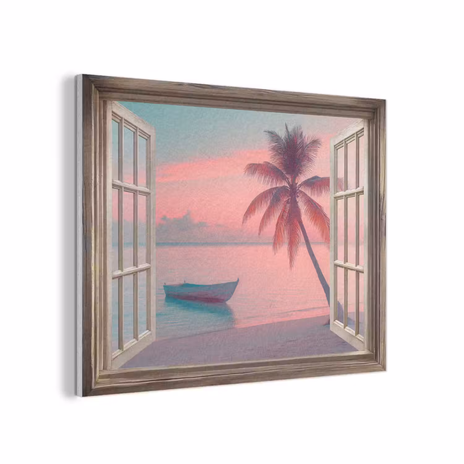Doorkijk - Strand - Palmboom - Tropisch PET vilt klein -3d