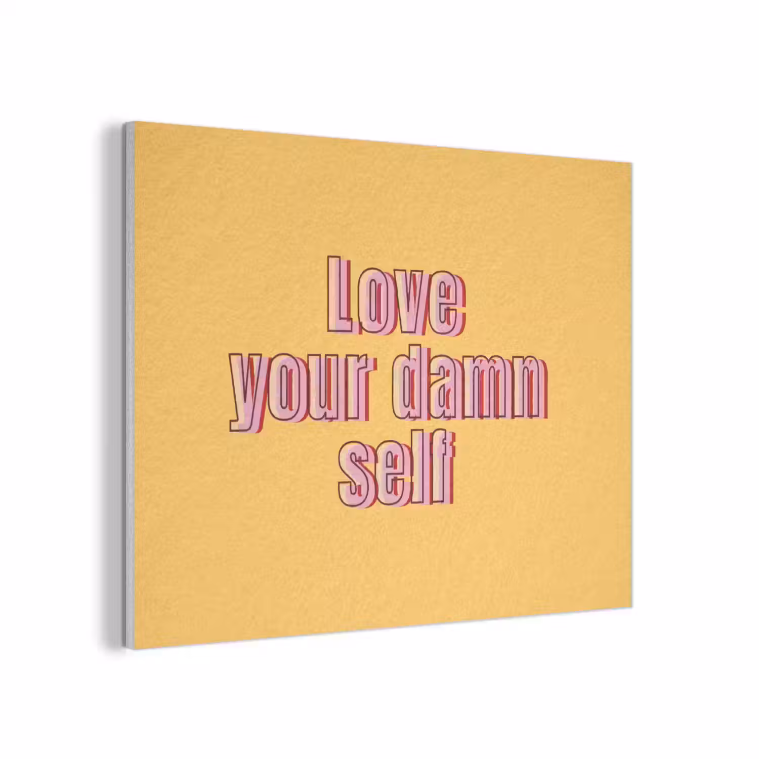 Love yourself - Roze - Geel PET vilt klein -3d