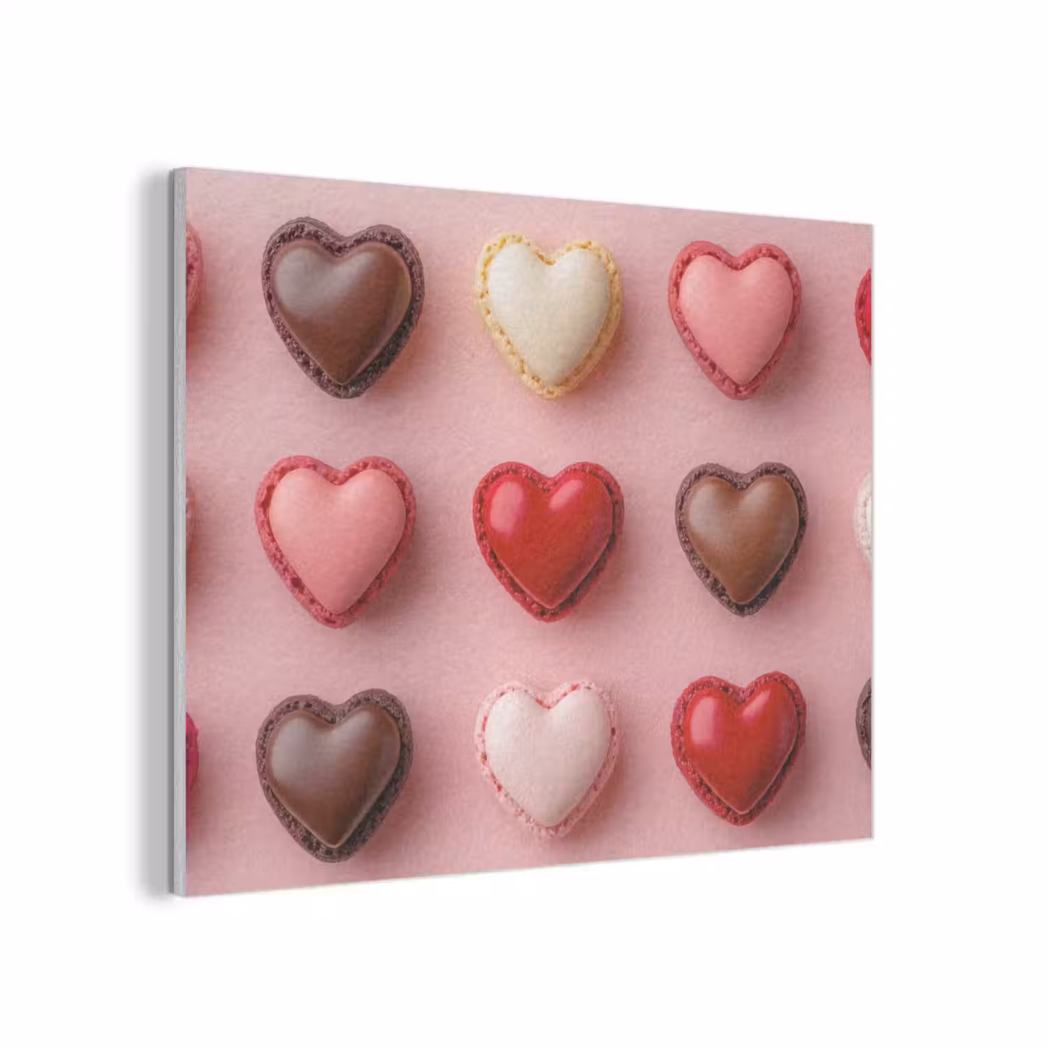 Macarons - Hartjes - Kleurrijk - Roze PET vilt klein -3d