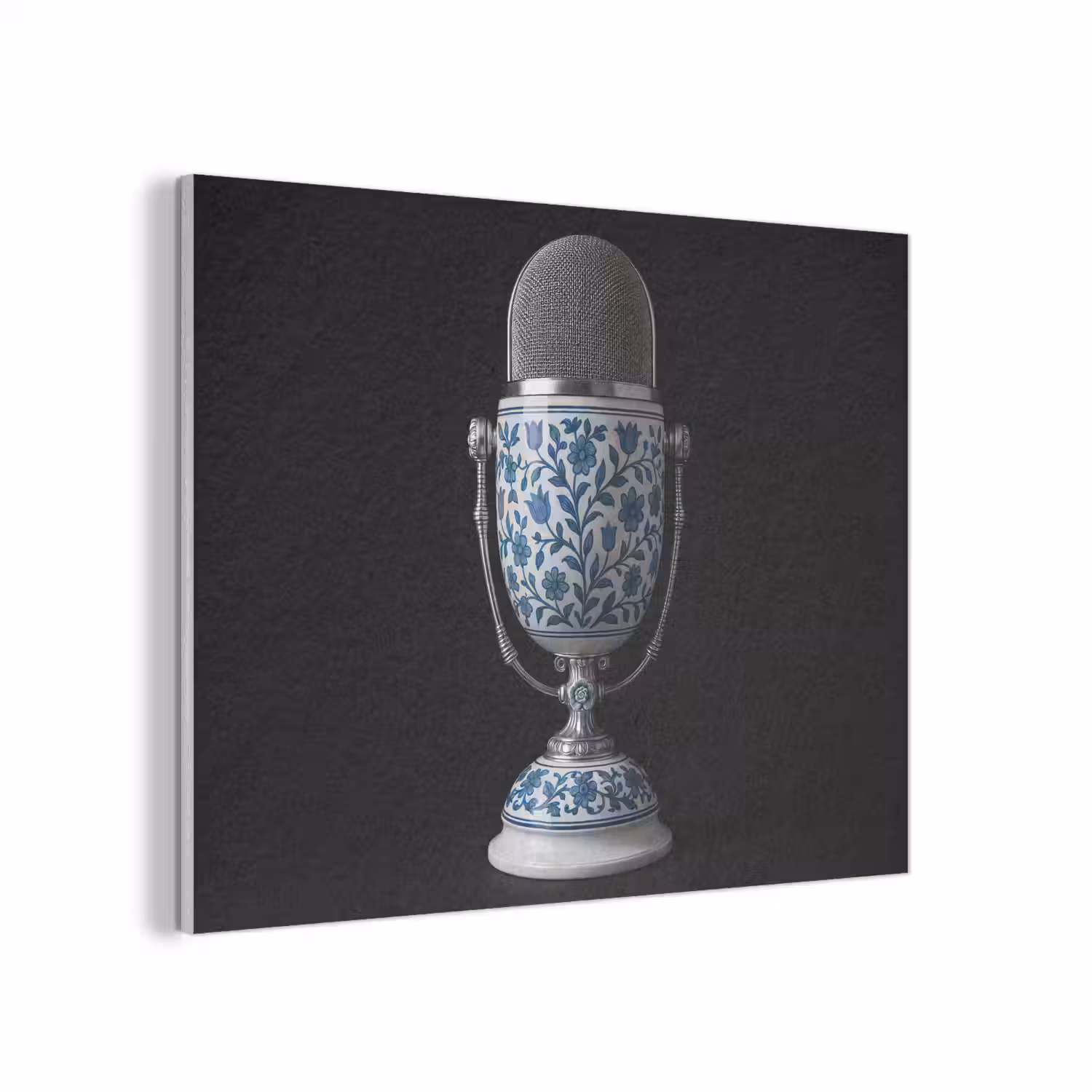 Microfoon - Delfts blauw - Muziek PET vilt klein -3d