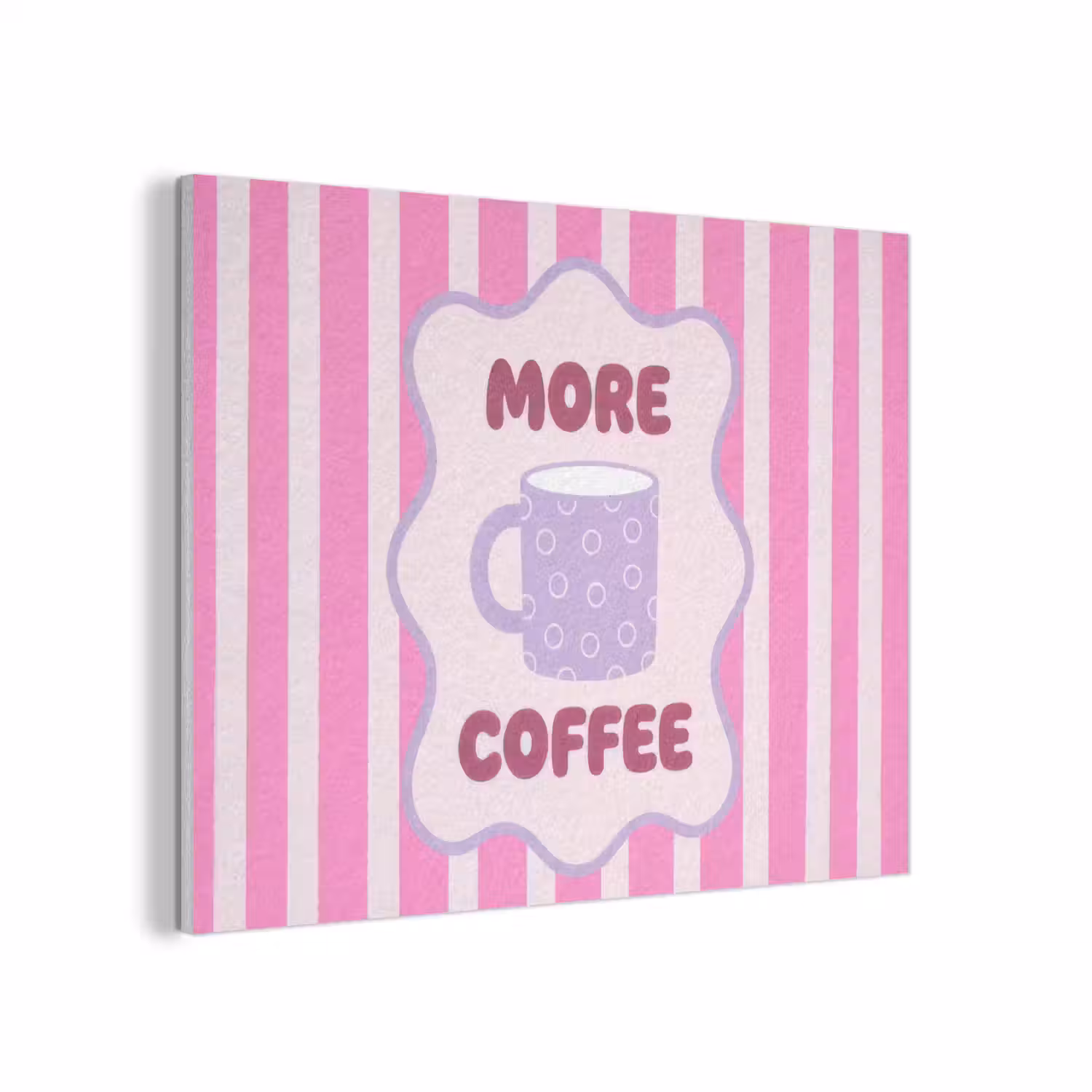 More coffee - Roze - Paars - Strepen - Mok PET vilt klein -3d