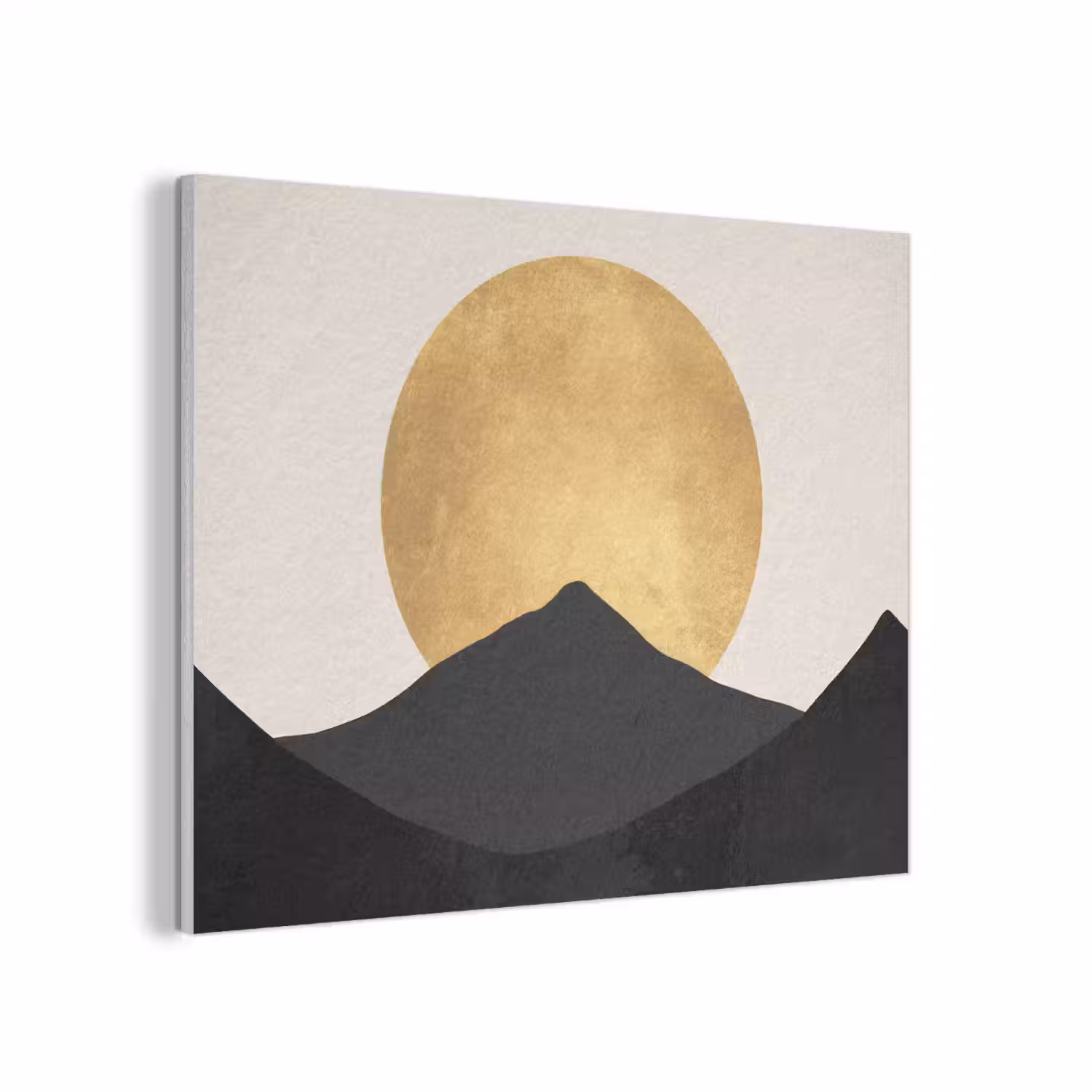 Bergsilhouetten - Gouden cirkel - Beige PET vilt klein -3d