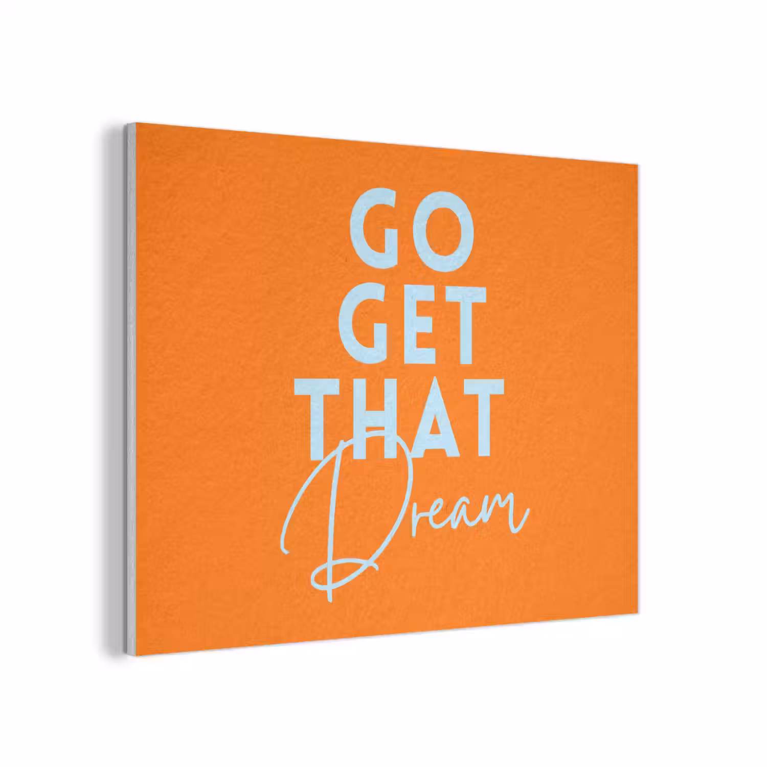 Oranje - Blauw - Go get that dream PET vilt klein -3d