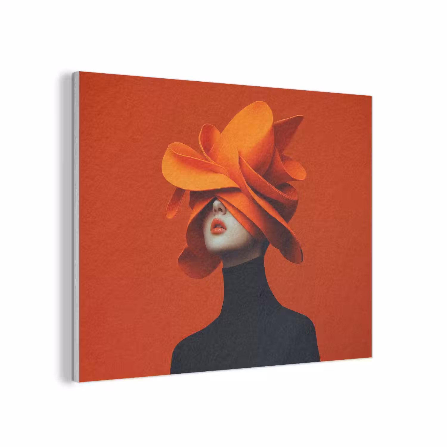 Oranje - Hoed - Vrouw PET vilt klein -3d