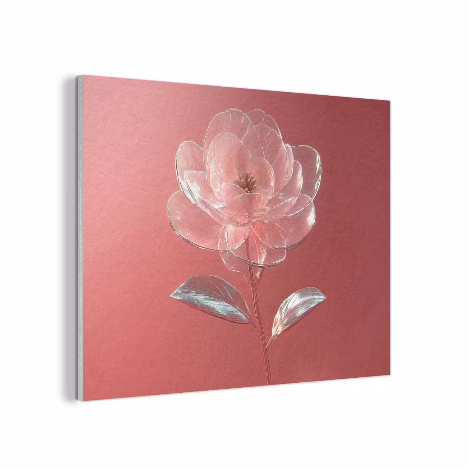 Sierlijk - Bloem - Roze - Glazen PET vilt klein -3d