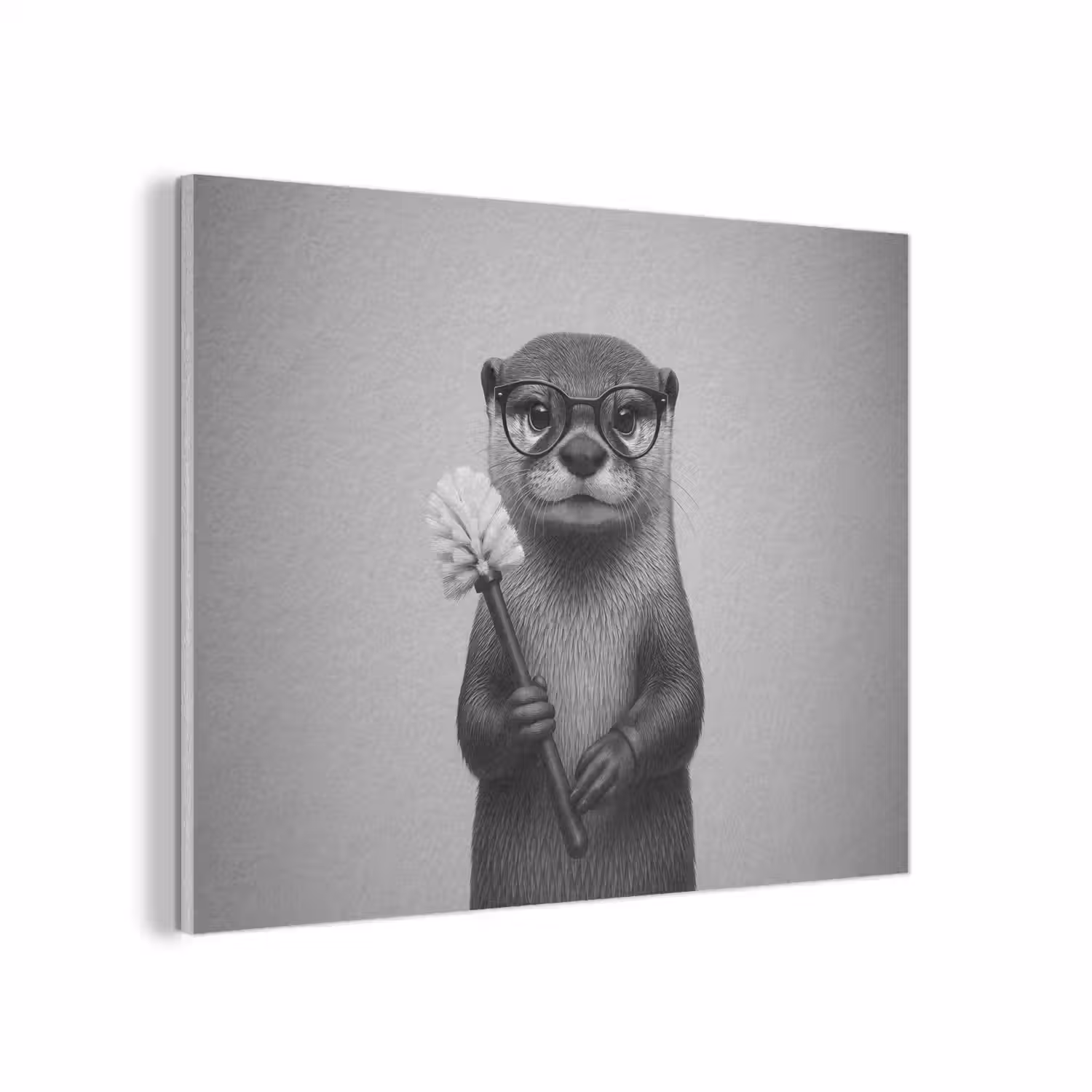 Otter - Wc-borstel - Bril - Zwart - Wit PET vilt klein -3d