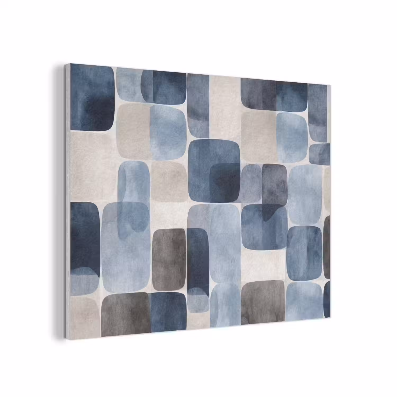 Patroon - Blauw - Vierkanten PET vilt klein -3d