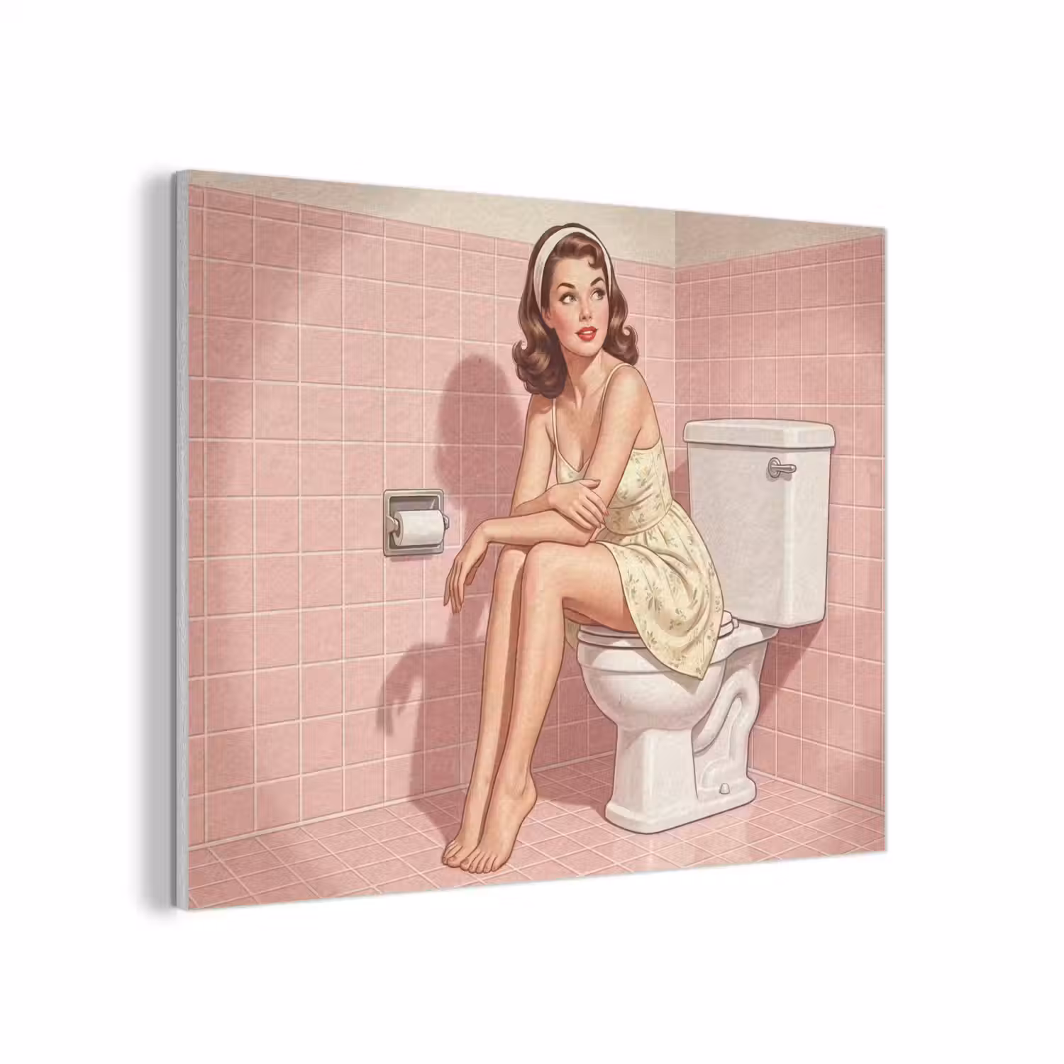 Roze - Retro - Vrouw PET vilt klein -3d