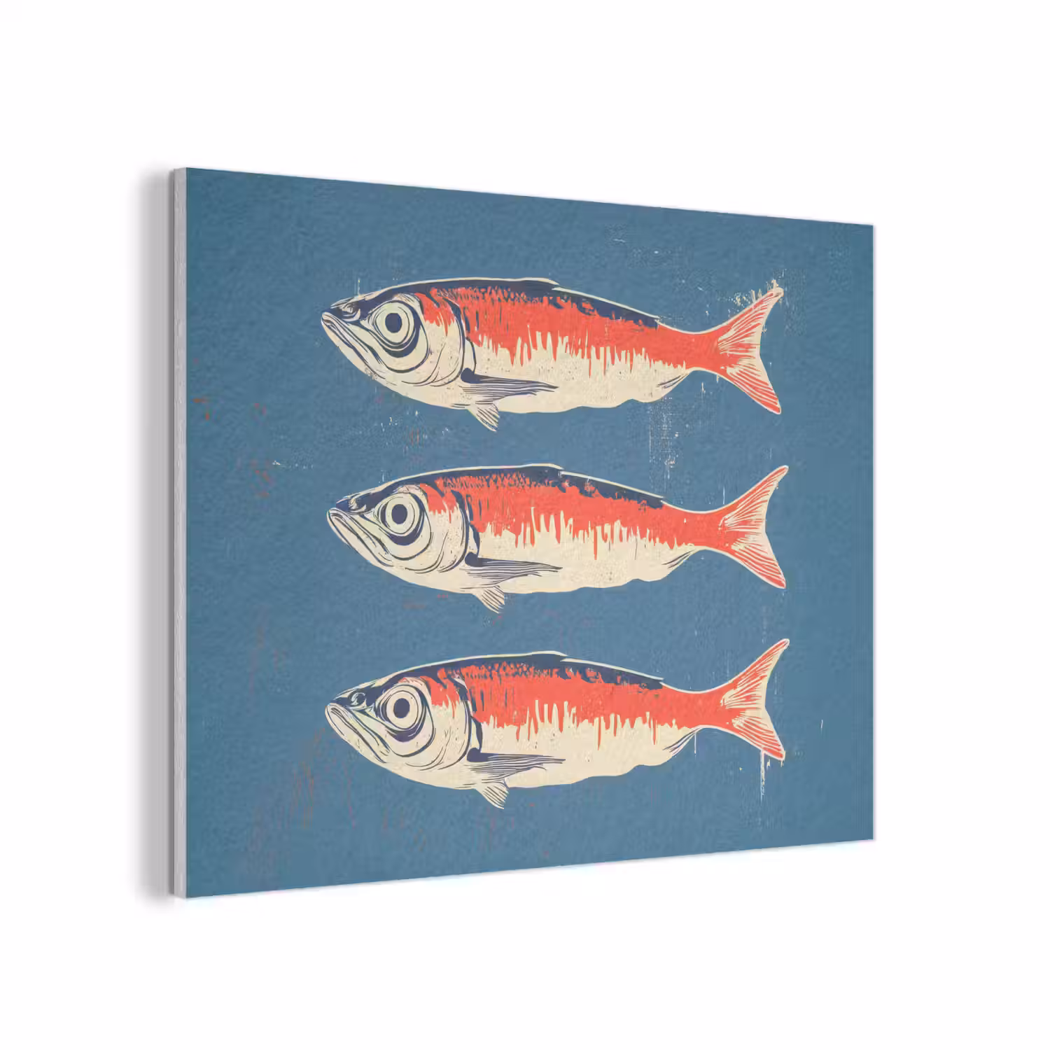 Vissen - Rood - Blauw PET vilt klein -3d