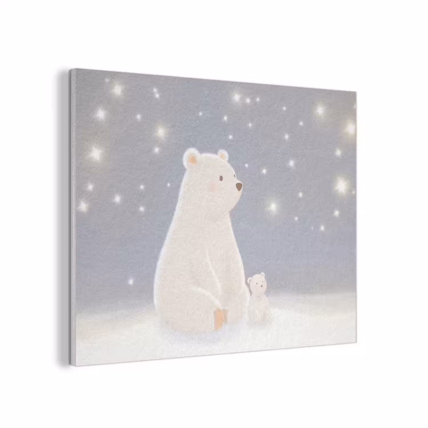 Ijsbeer - Sneeuw - Sterren - Blauw PET vilt klein -3d