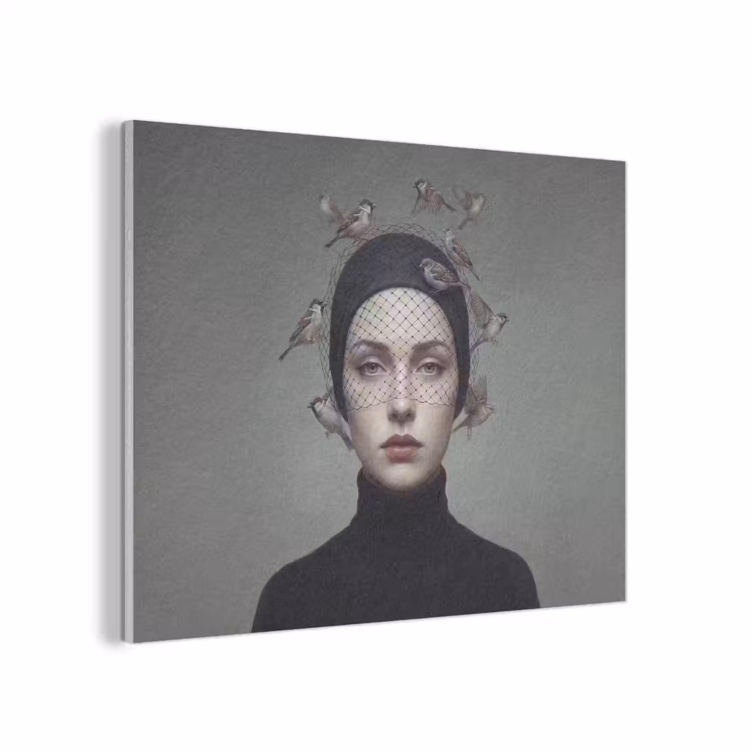 Portret - Vogels - Zwart PET vilt klein -3d