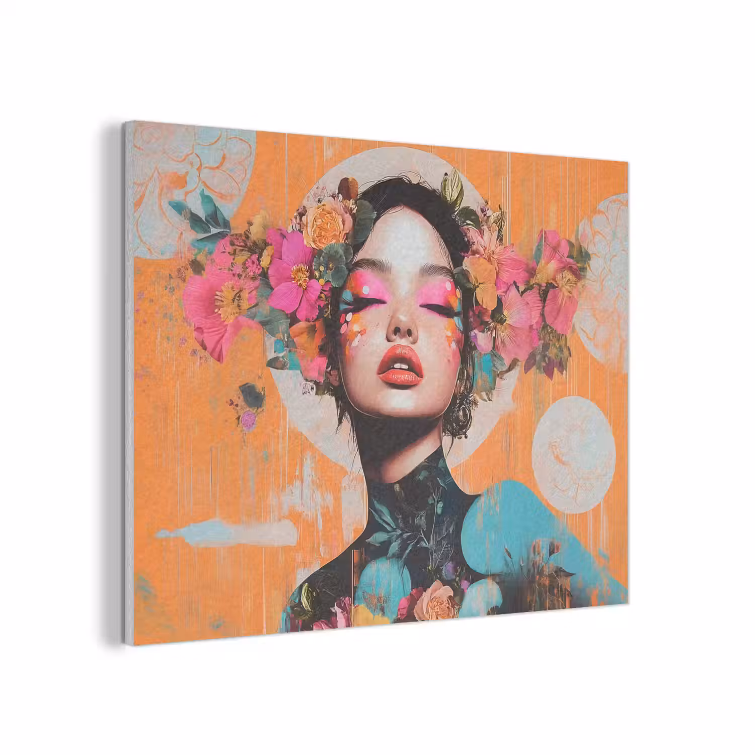 Portret - Vrouw - Abstract - Bloemen PET vilt klein -3d