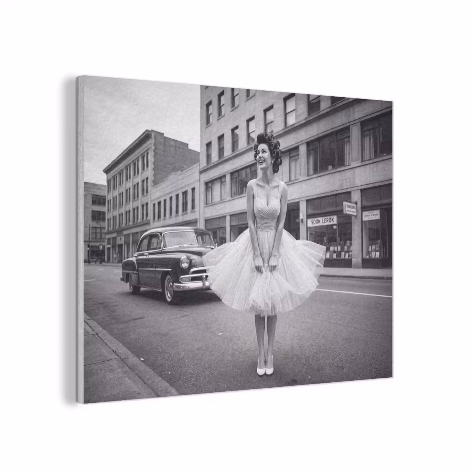 Retro - Vrouw - Zwart - Wit PET vilt klein -3d