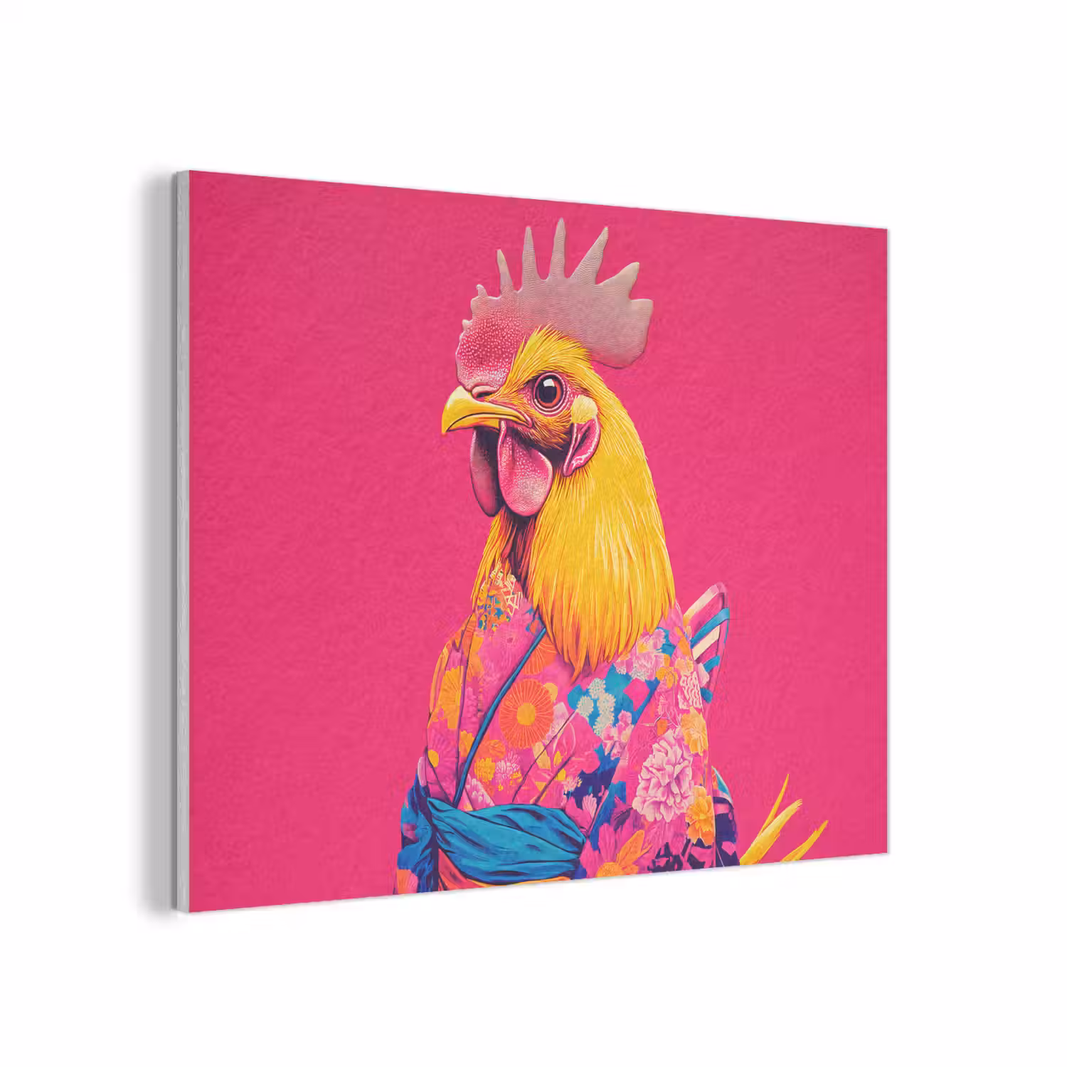 Haan - Kleurrijk - Kimono - Roze PET vilt klein -3d