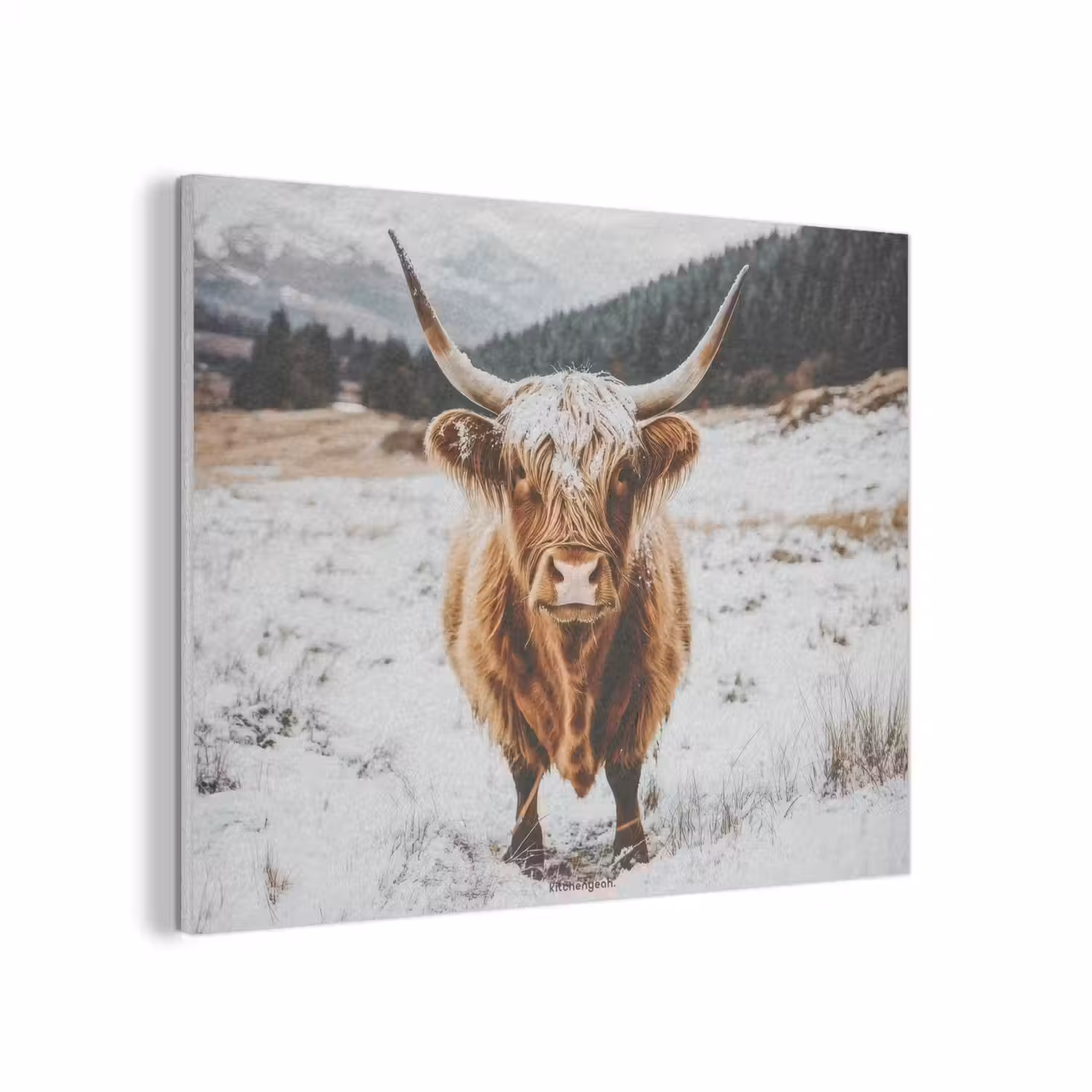 Schotse Hooglander - Sneeuw - Winter - Dieren PET vilt klein -3d