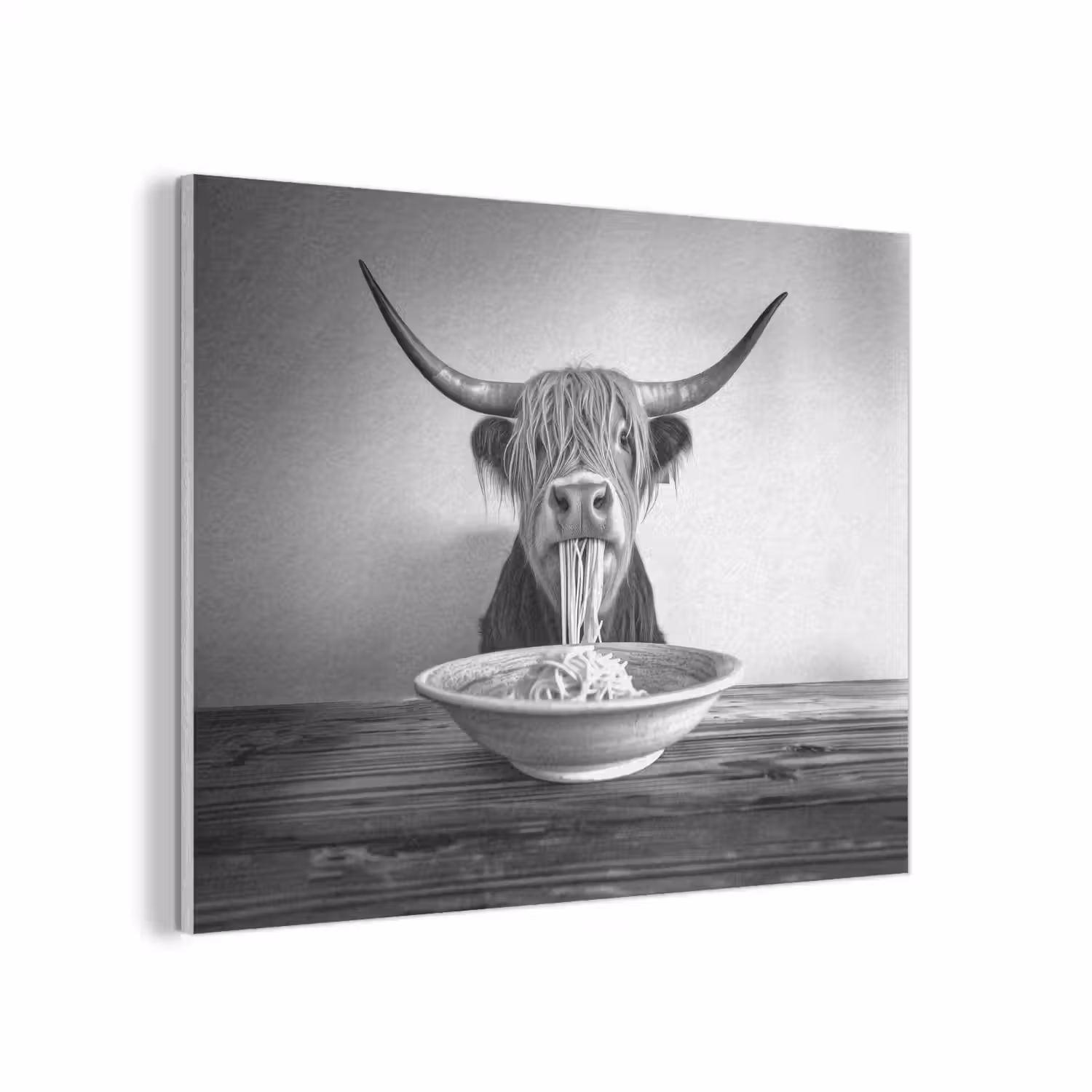 Schotse Hooglander - Spaghetti - Dieren - Zwart wit PET vilt klein -3d