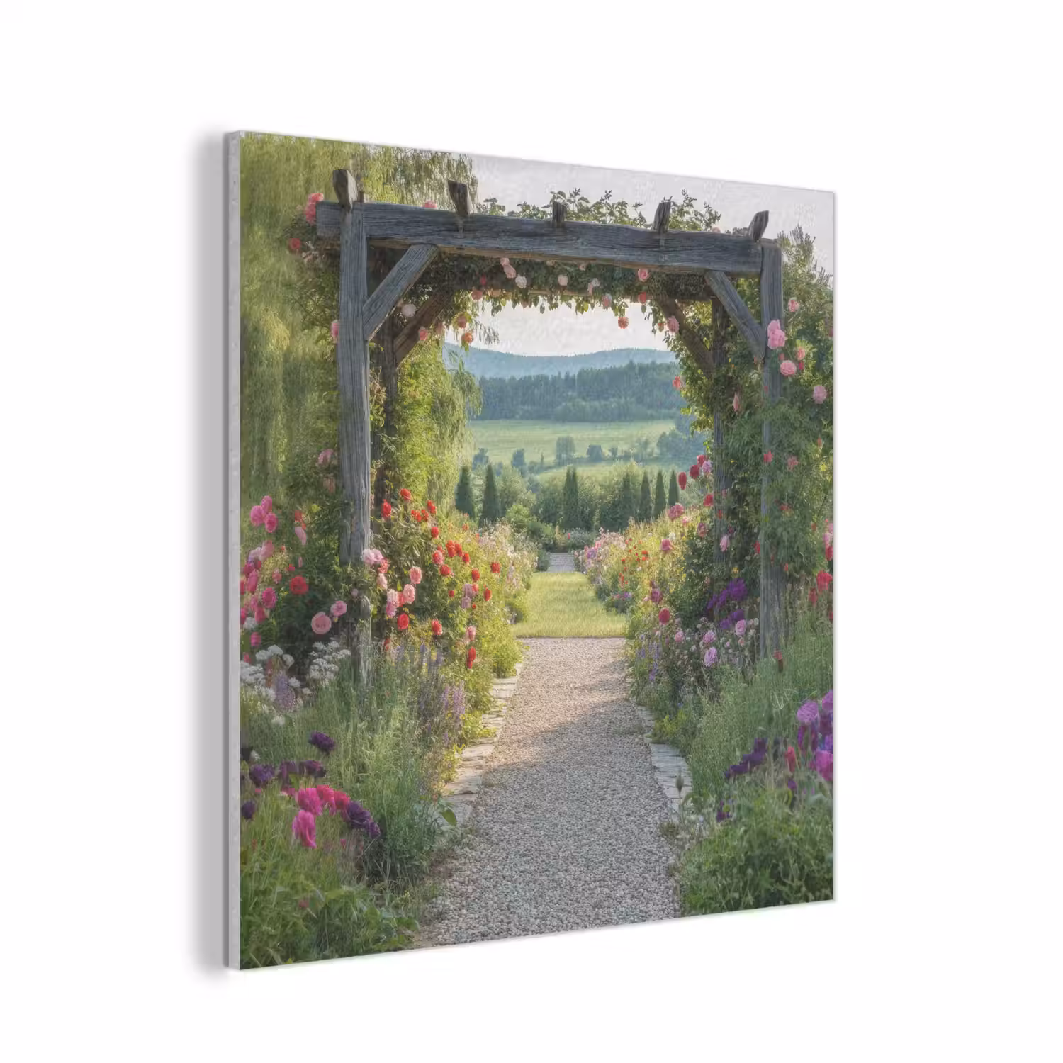 Doorkijk - Landschap - Natuur - Tuinboog - Bloemen PET vilt klein -3d