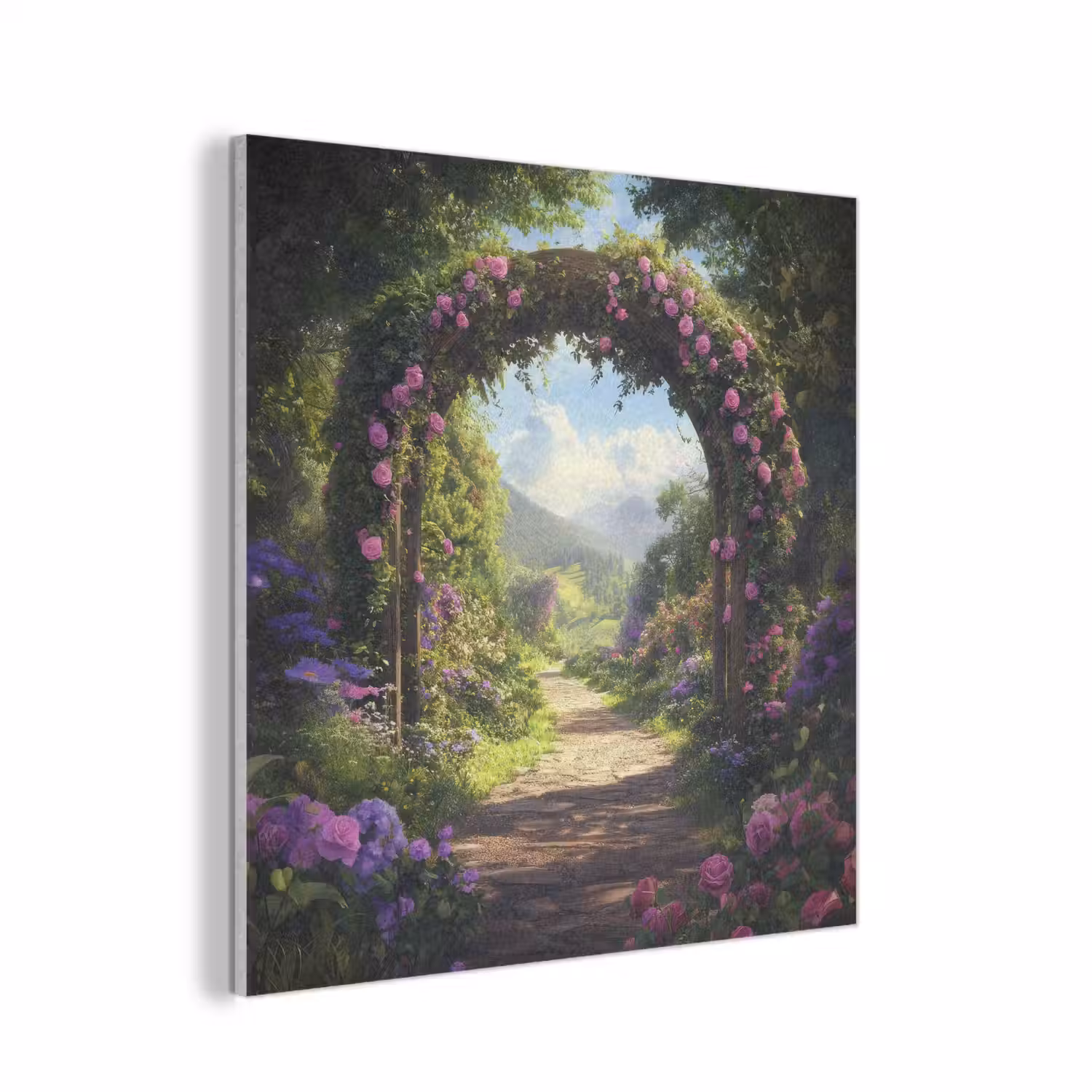 Doorkijk - Rozenboog - Uitzicht - Landschap - Bloemen PET vilt klein -3d