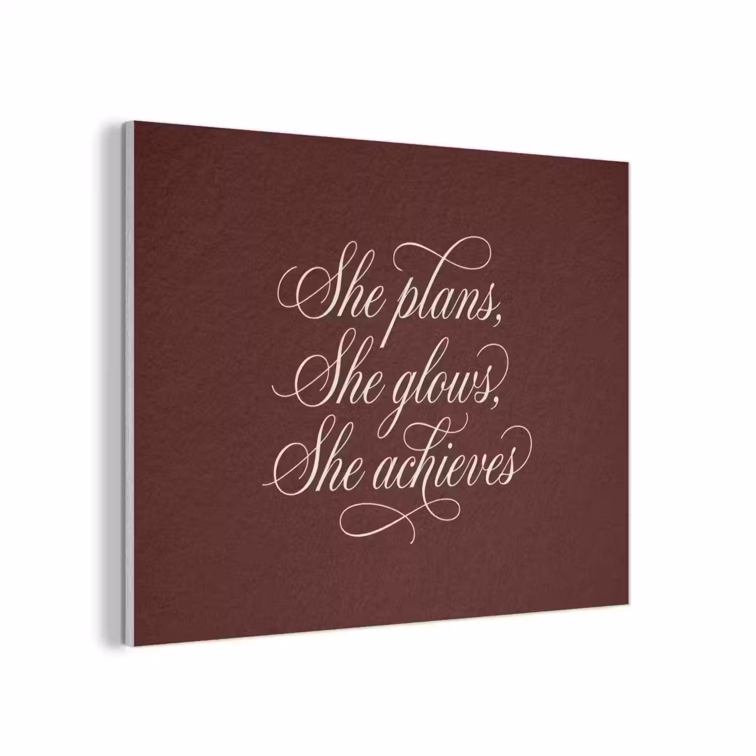 She plans she glows she achieves - Rood - Cursief PET vilt klein -3d