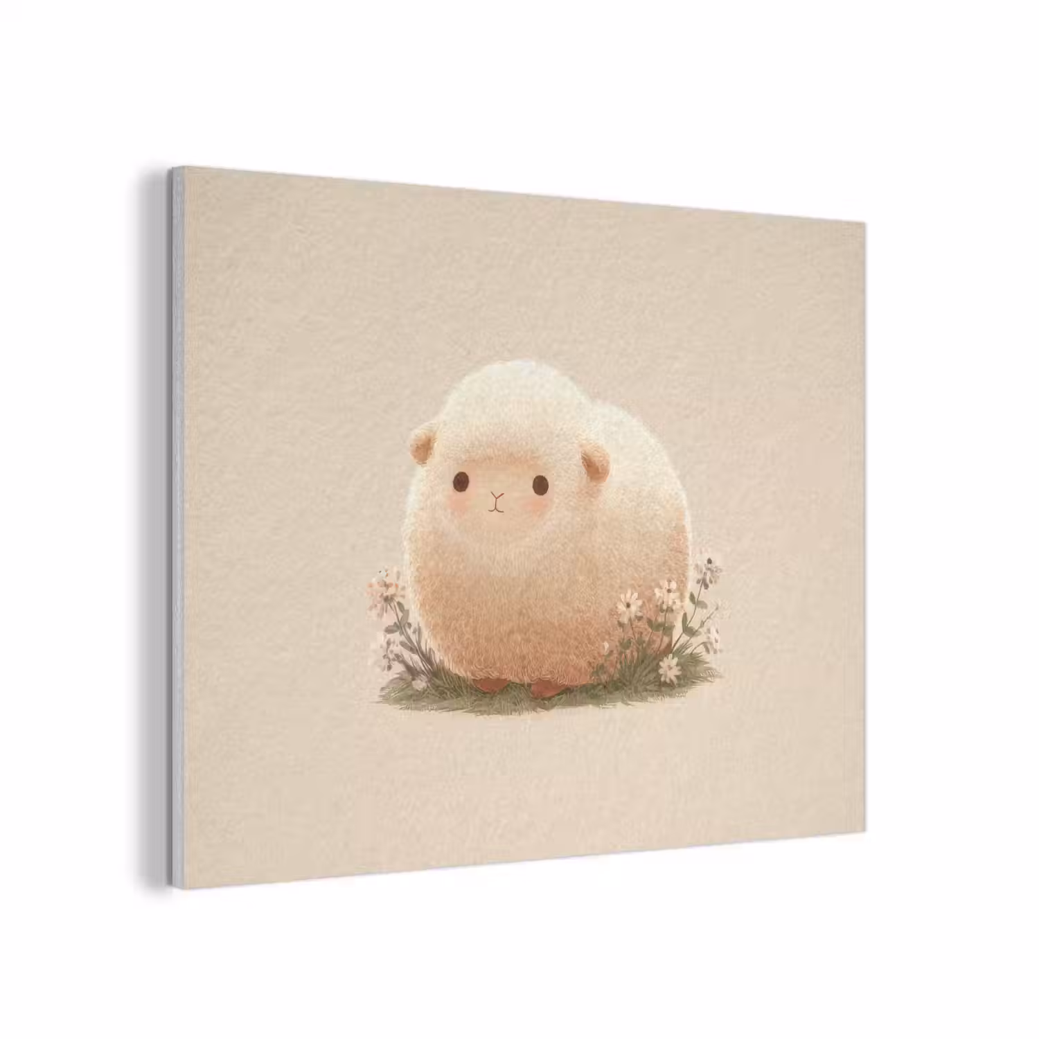 Schaap - Beige - Bloemen PET vilt klein -3d
