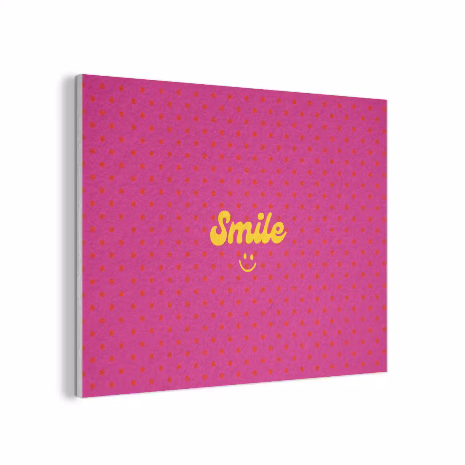 Smile - Stippen - Geel - Smiley - Roze PET vilt klein -3d