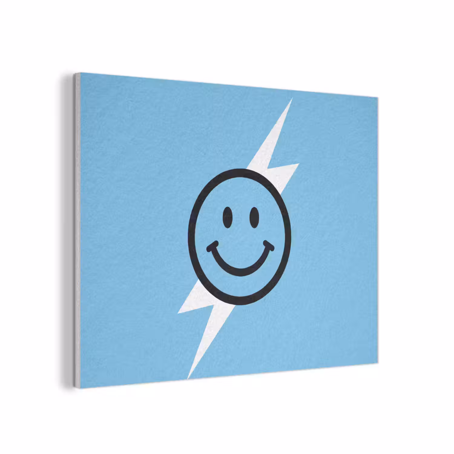 Smiley - Blauw - Bliksem PET vilt klein -3d