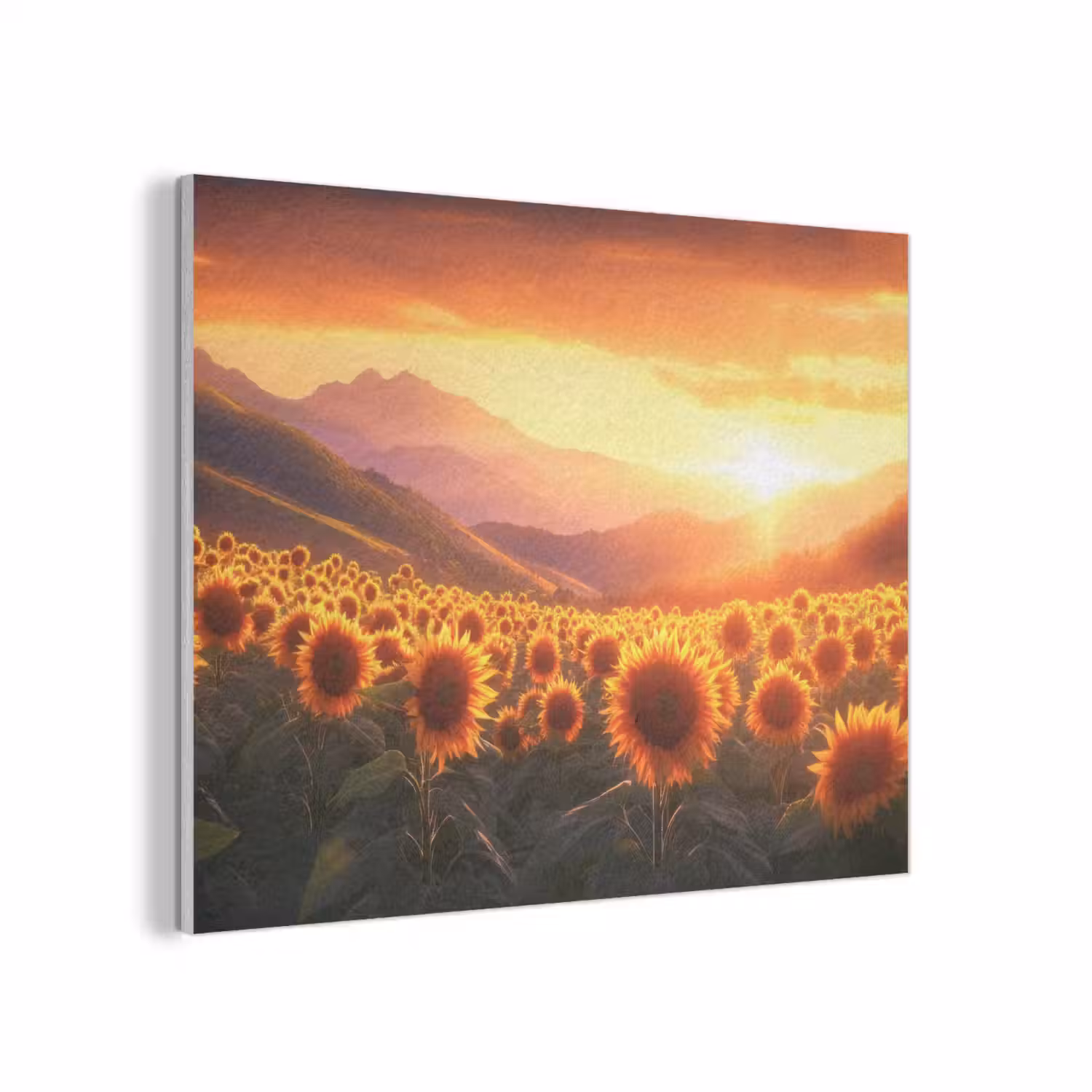 Zonnebloemen - Zonsondergang - Landschap PET vilt klein -3d