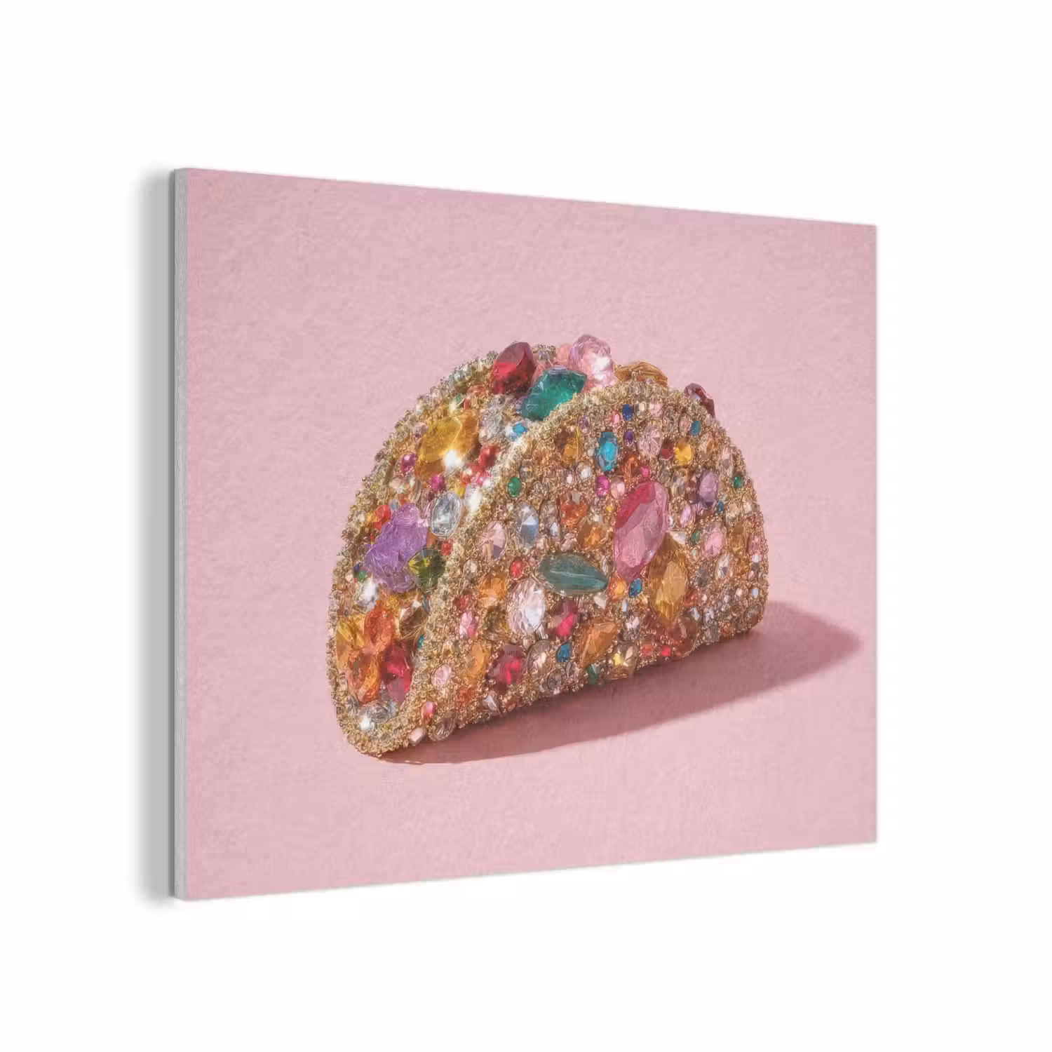 Taco - Kleurrijk - Edelstenen - Goud PET vilt klein -3d