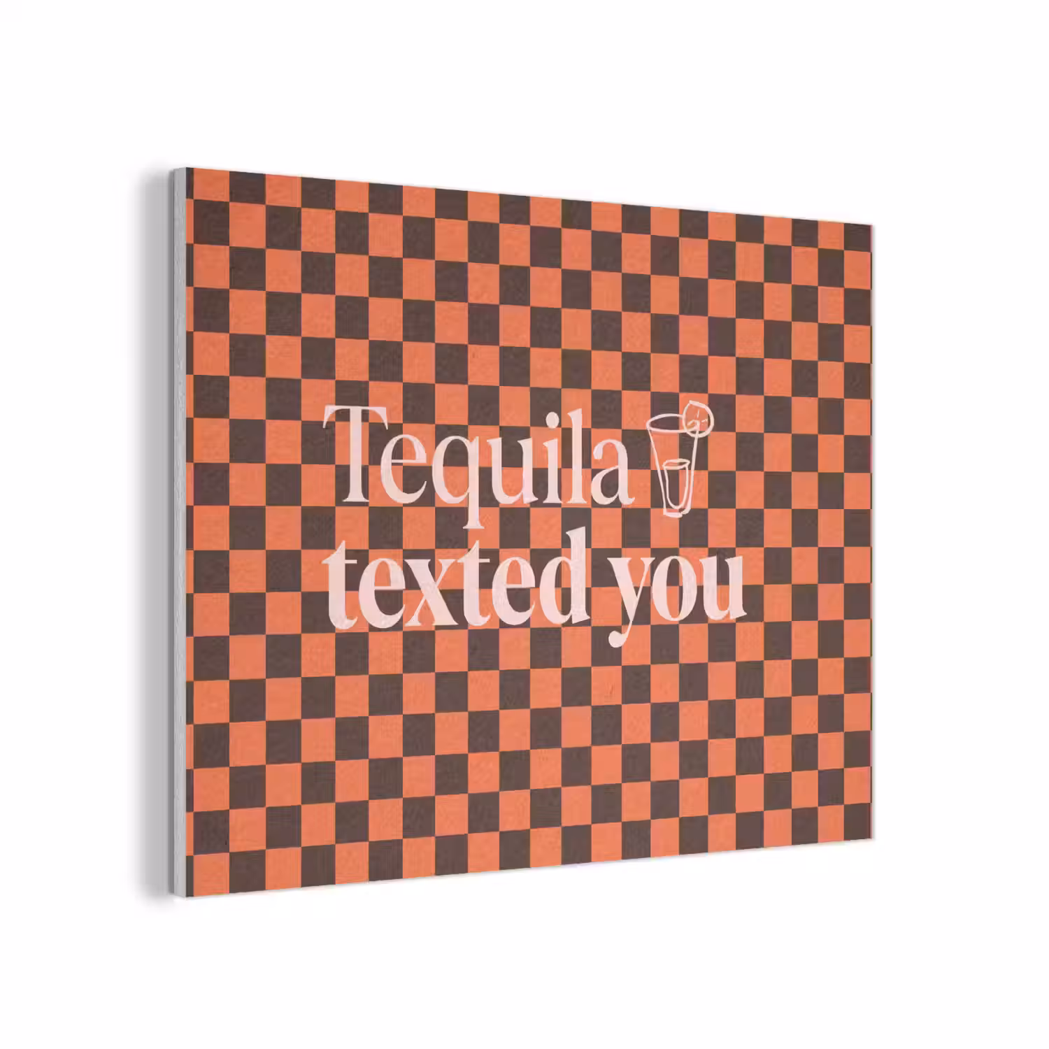Tequila texted you - Glas - Vierkanten - Oranje PET vilt klein -3d