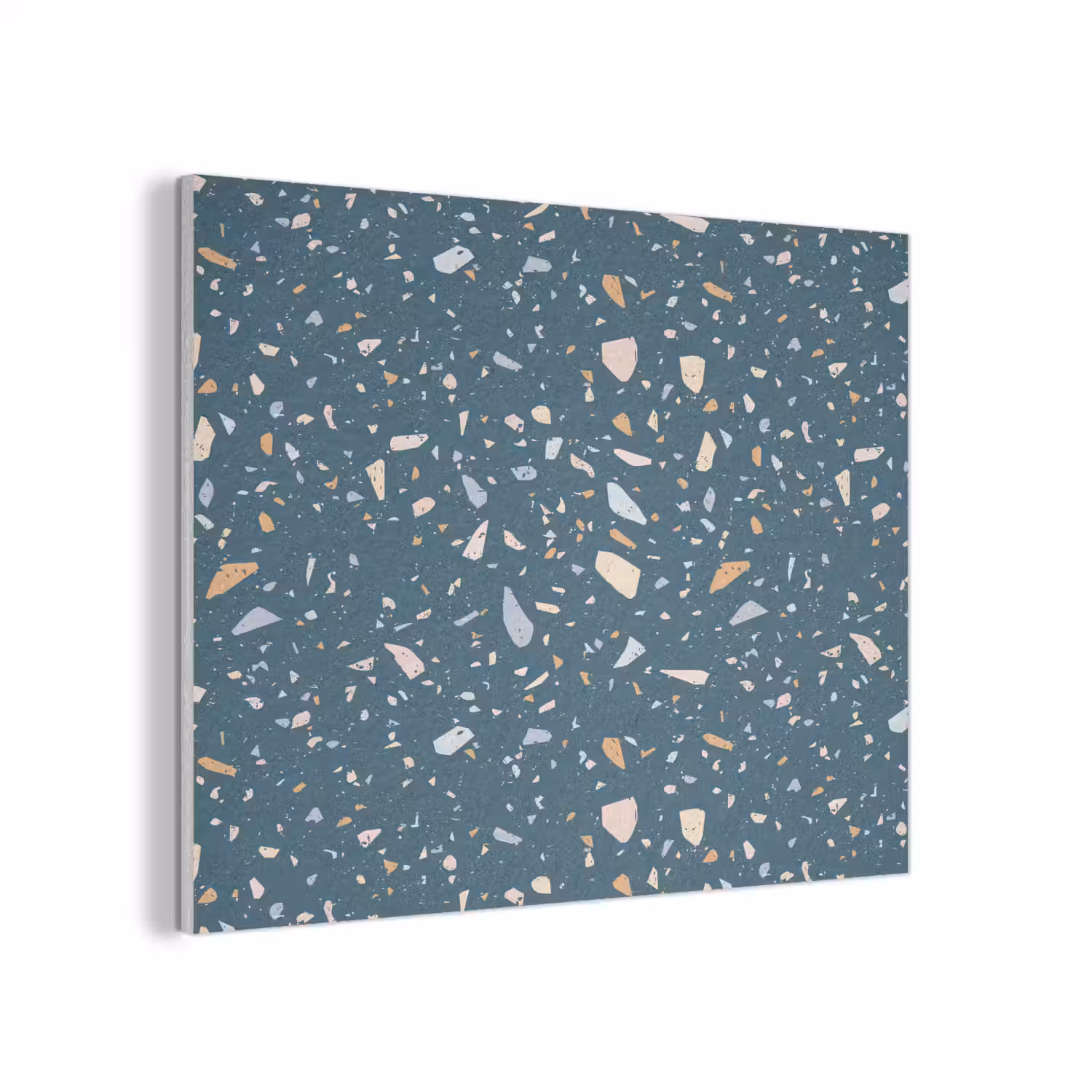 Terrazzo - Patroon - Kleurrijk - Diep blauw PET vilt klein 837 -3d