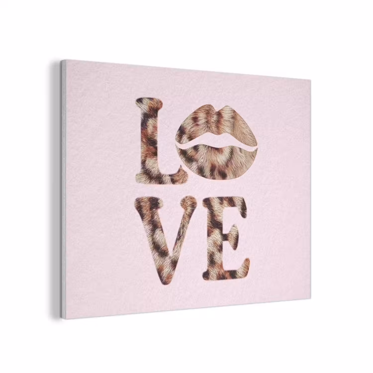 Tekst - Love - Pantervacht - Lichtroze PET vilt klein -3d