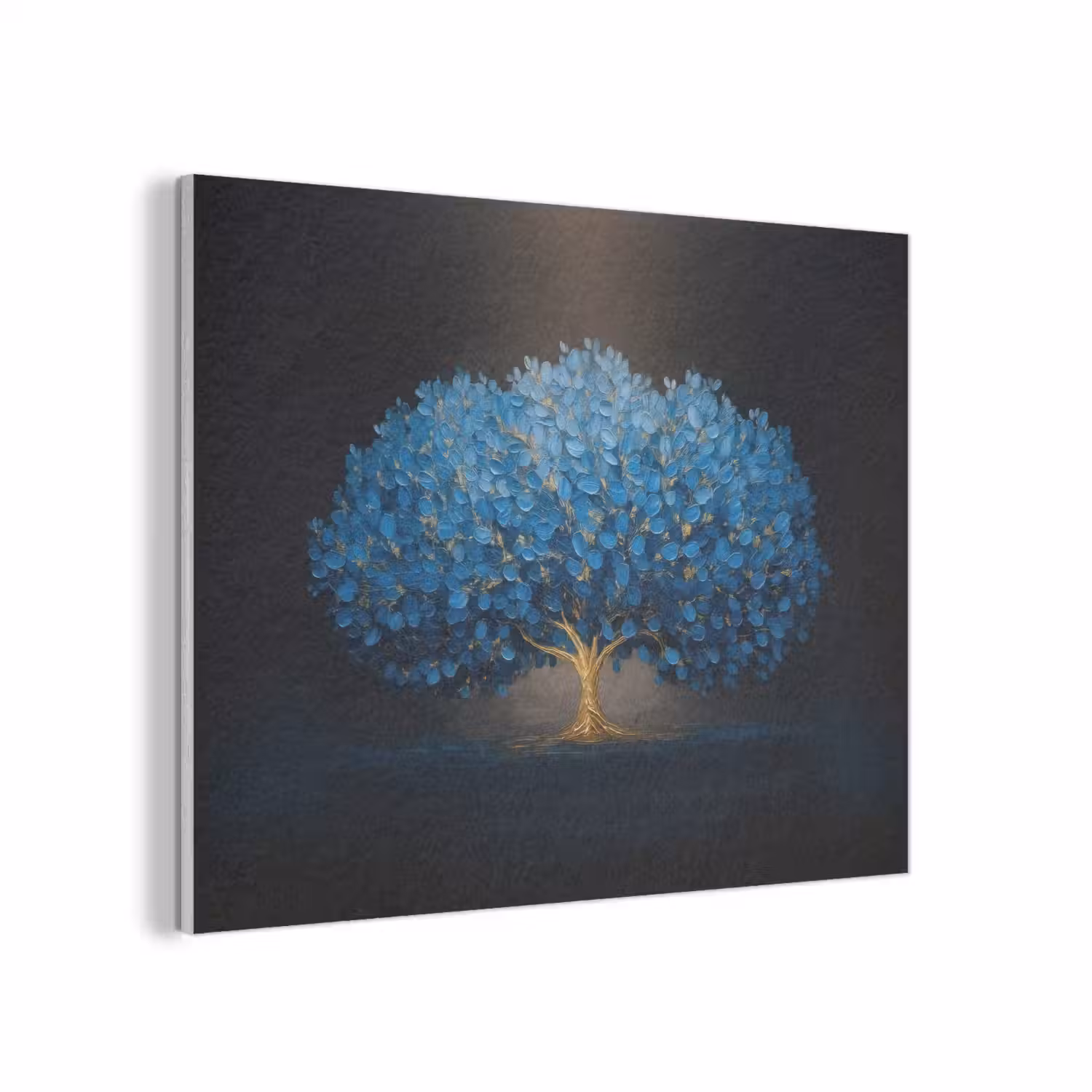 Boom - Blauw - Bladeren - Penseelstreken PET vilt klein -3d