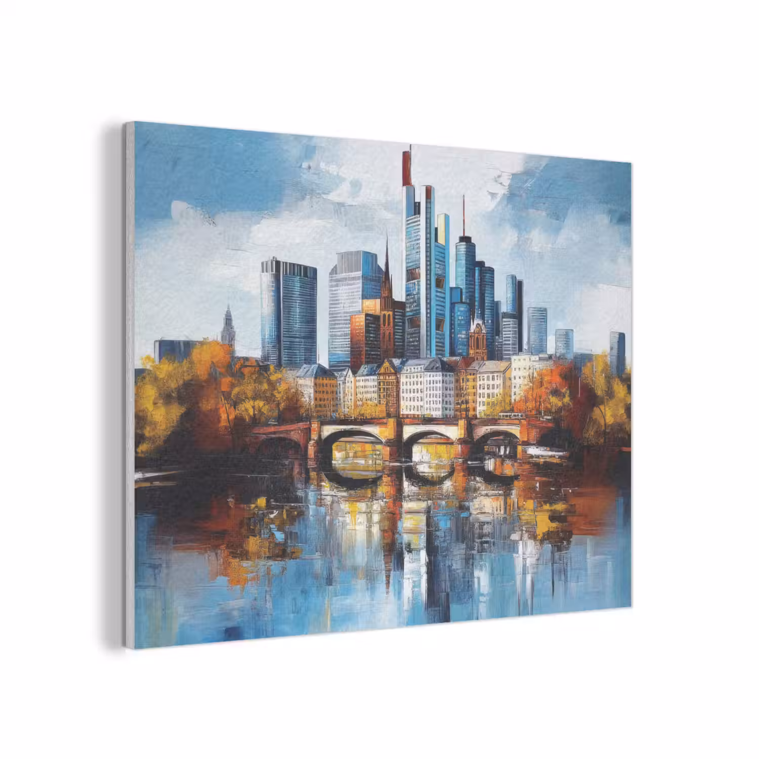 Bomen Frankfurt- Stad - Skyline - Brug PET vilt klein -3d