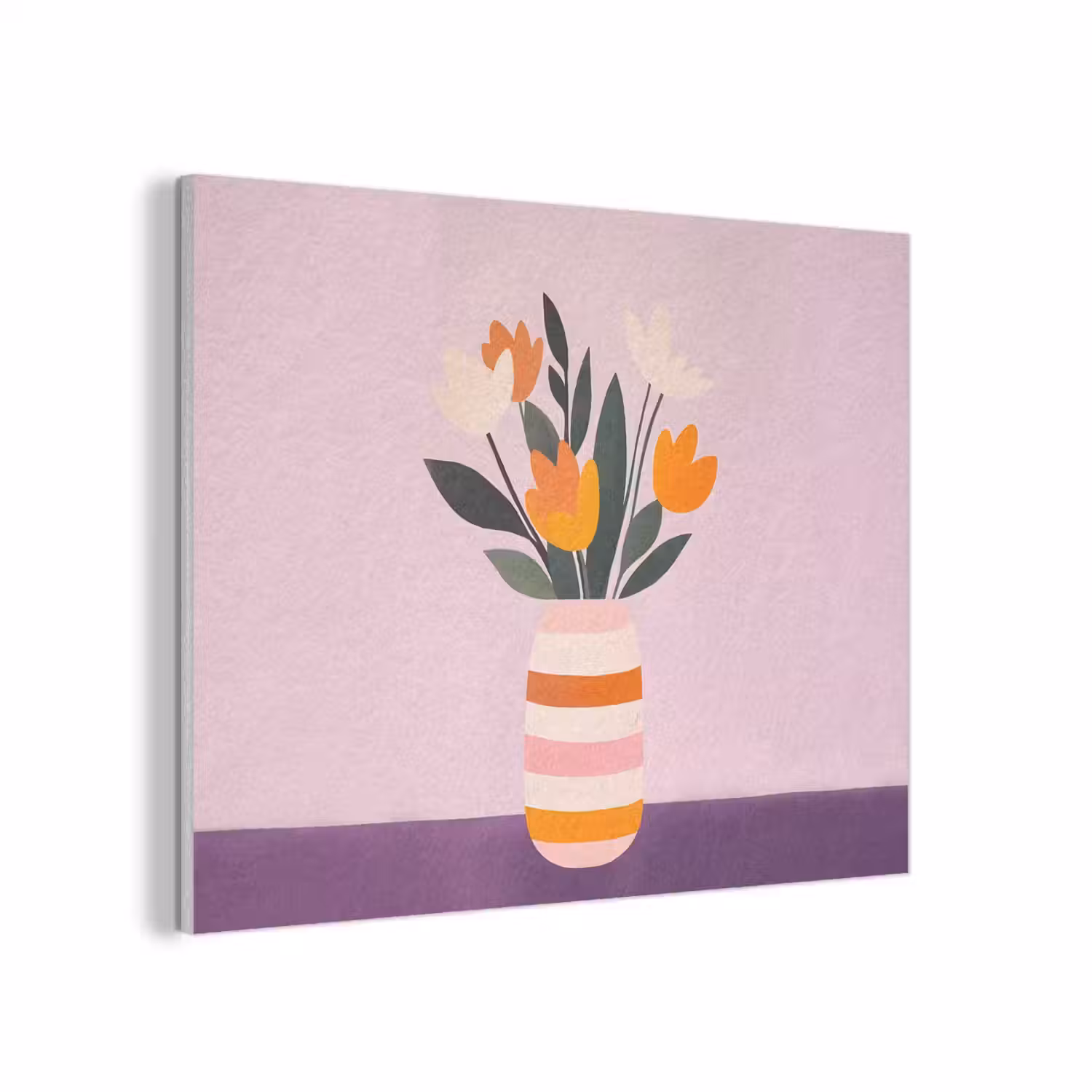 Tulpen - Vaas - Strepen - Paars PET vilt klein -3d
