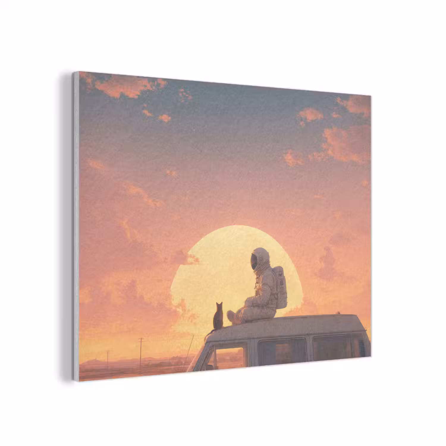 Busje - Kat - Zonsondergang - Oranje PET vilt klein -3d