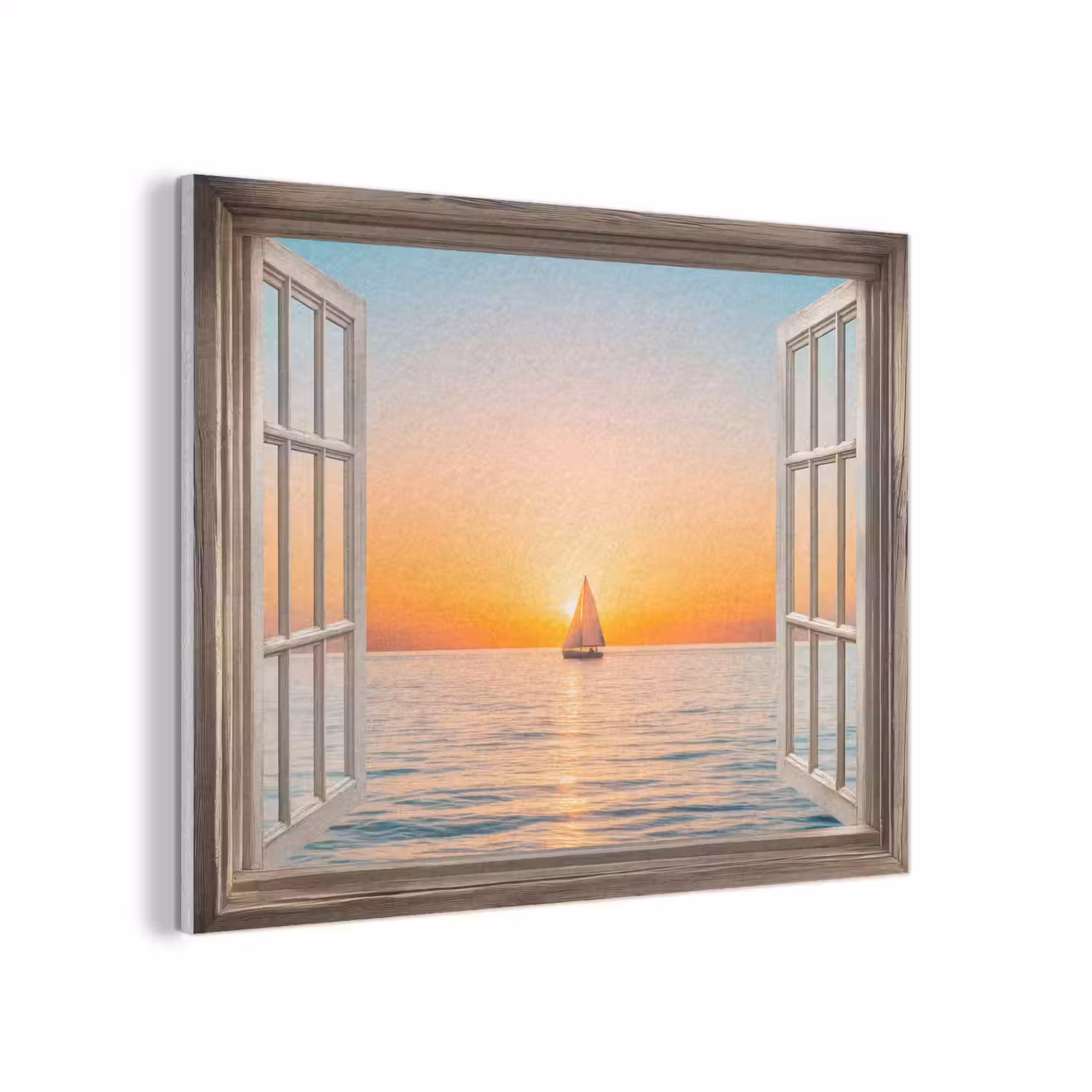Doorkijk - Zee - Boot - Zonsondergang PET vilt klein -3d