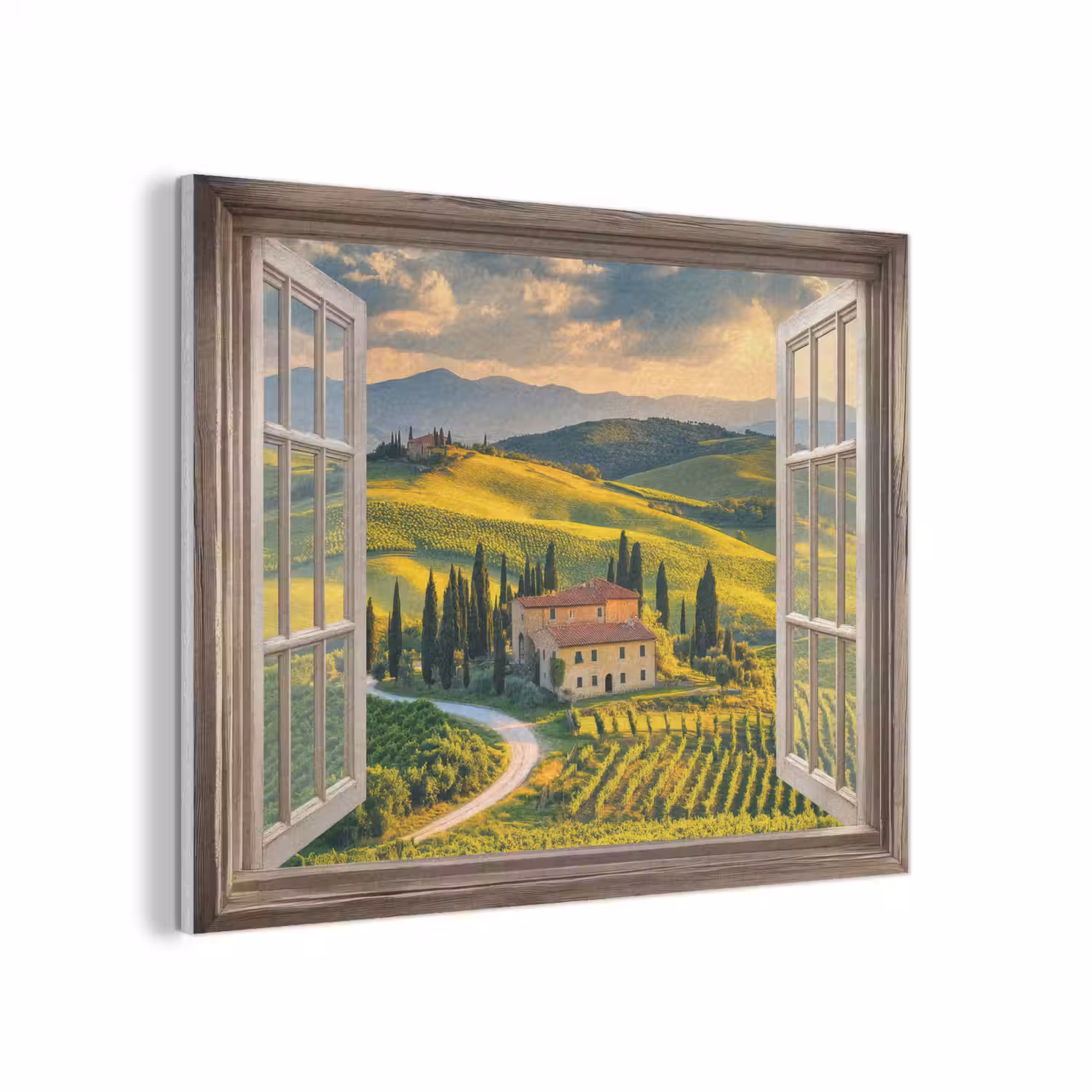 Doorkijk - Toscane - Uitzicht - Landschap - Zomer PET vilt klein -3d