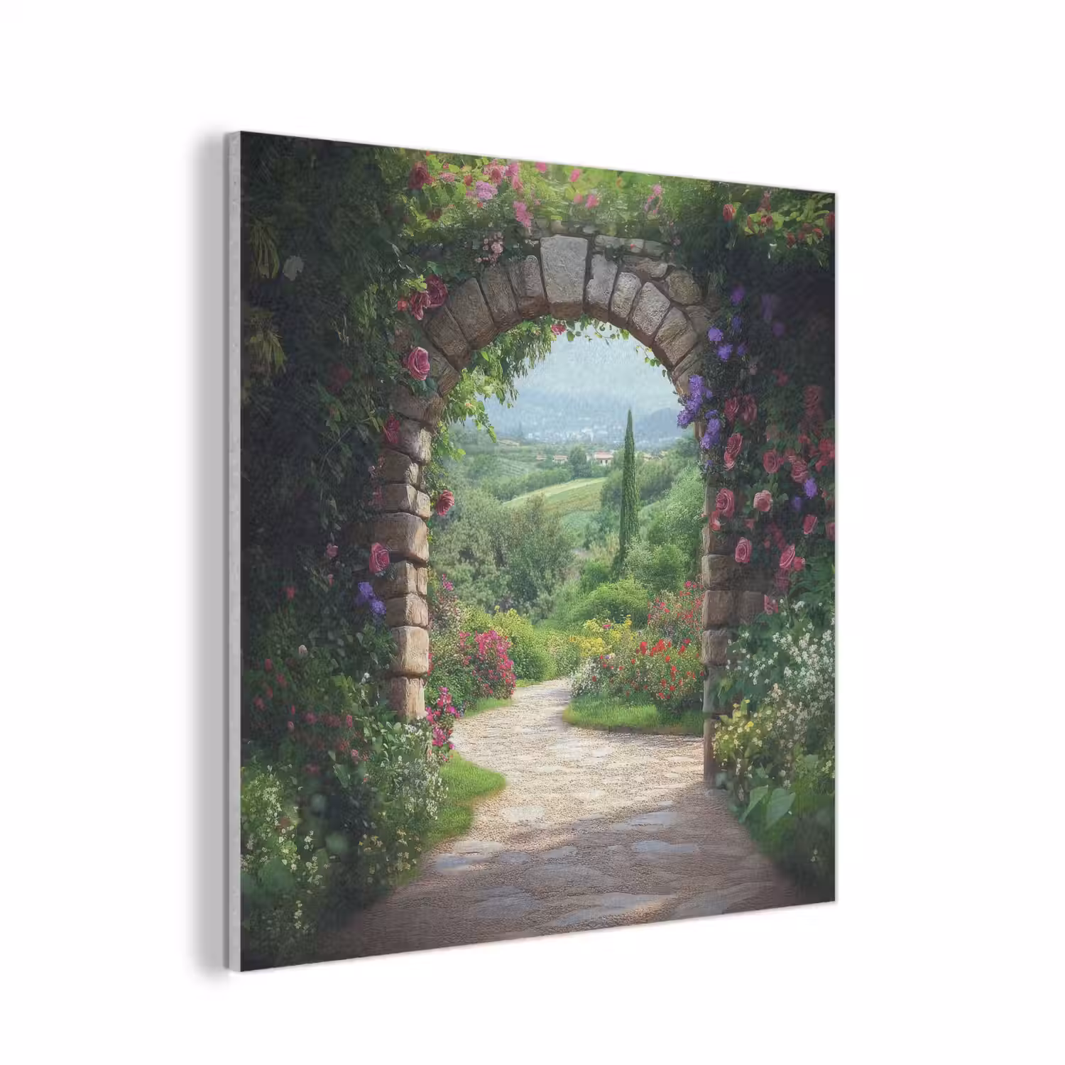 Doorkijk - Landschap - Bloemen - Pad - Uitzicht PET vilt klein -3d