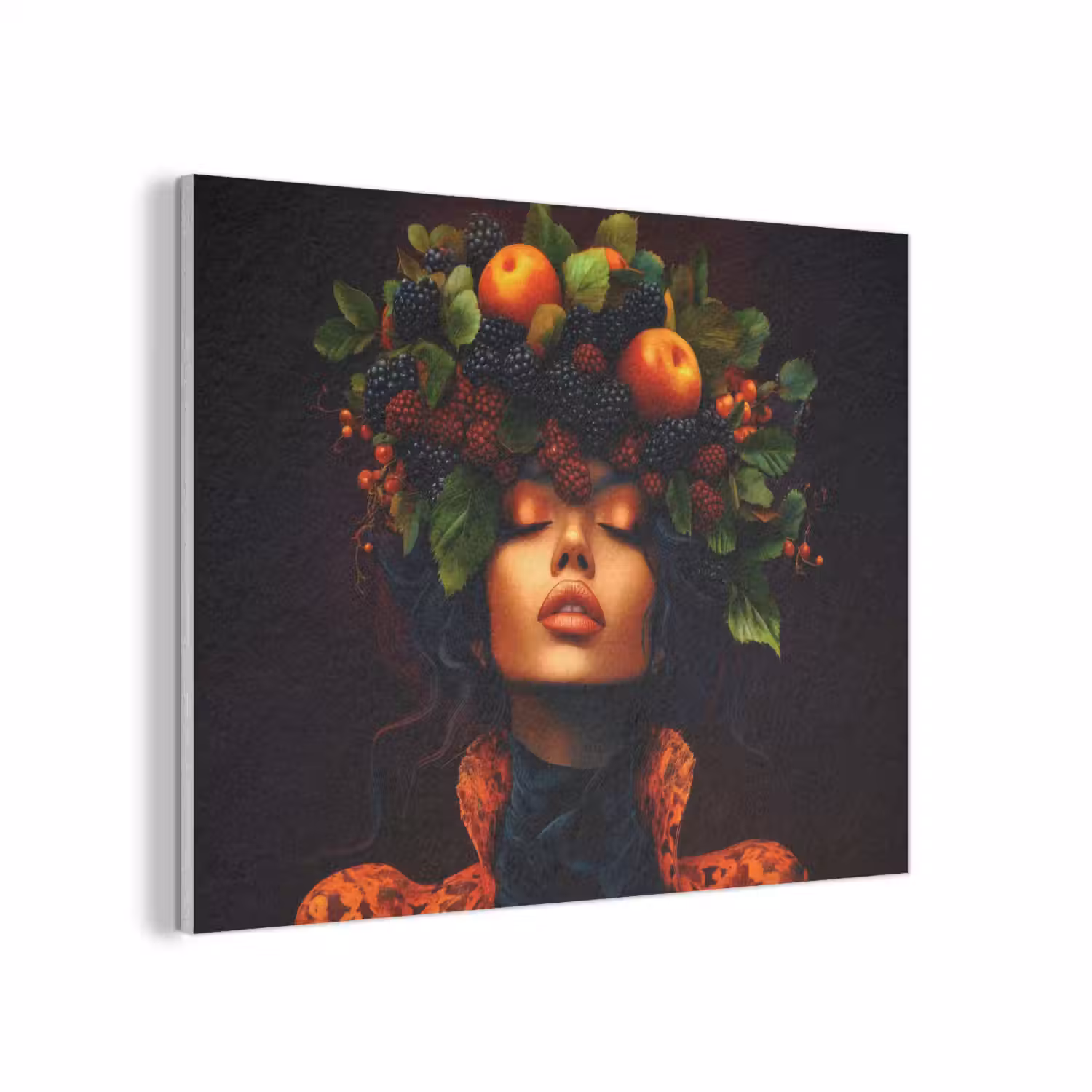 Vrouw - Zwart - Bessen - Bramen - Appels PET vilt klein -3d