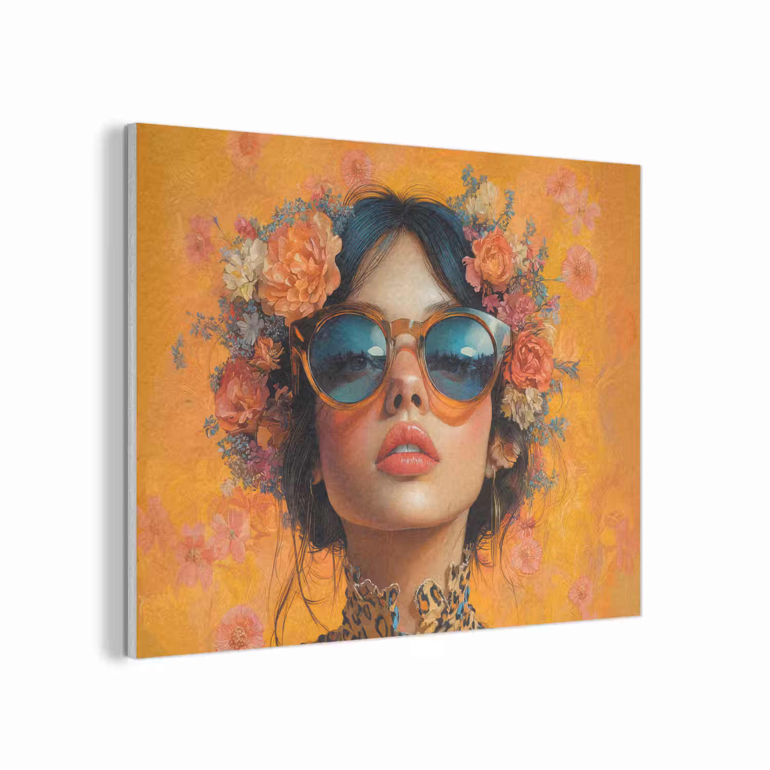 Vrouw - Bloemen - Aesthetic - Oranje PET vilt klein -3d