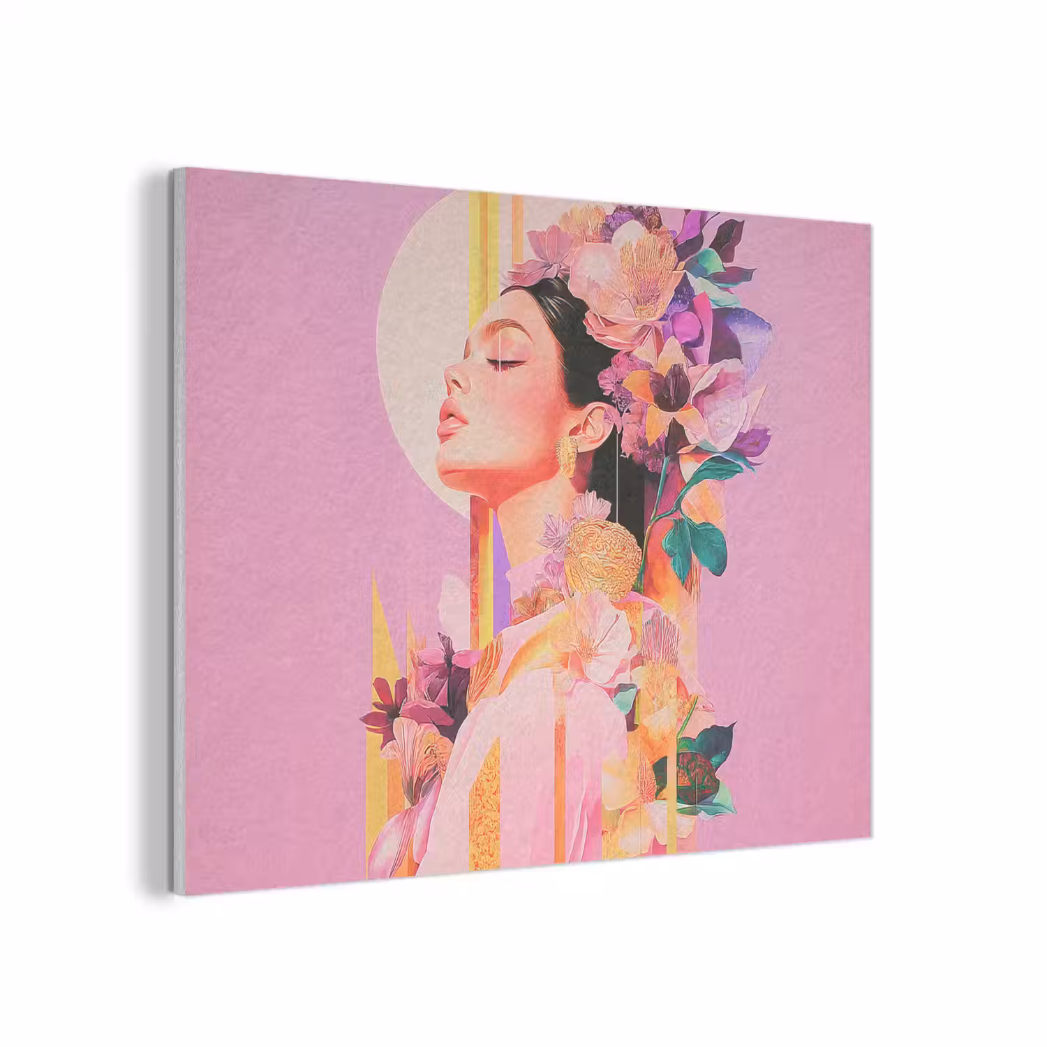 Vrouw - Bloemen - Paars - Abstract PET vilt klein -3d